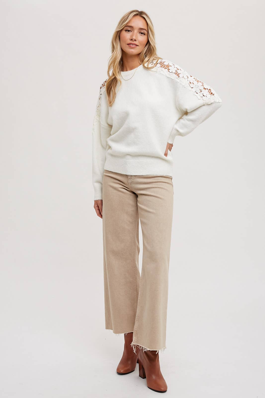 Ally Crochet Contrast Sweater