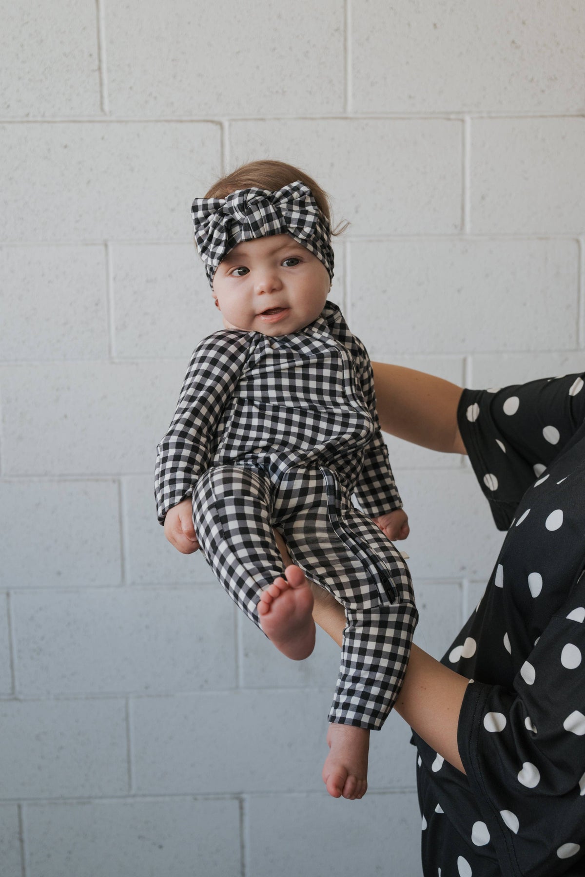 Black Gingham Bamboo Zip Pajamas