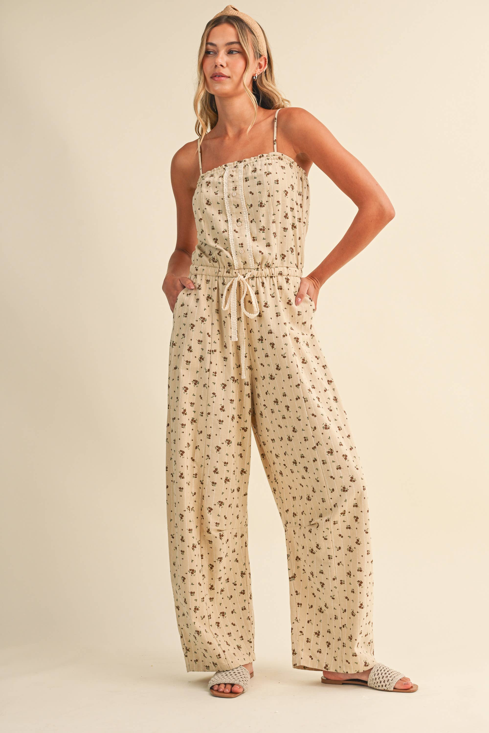 Ryanne Ditsy Floral Barrel Jumpsuit