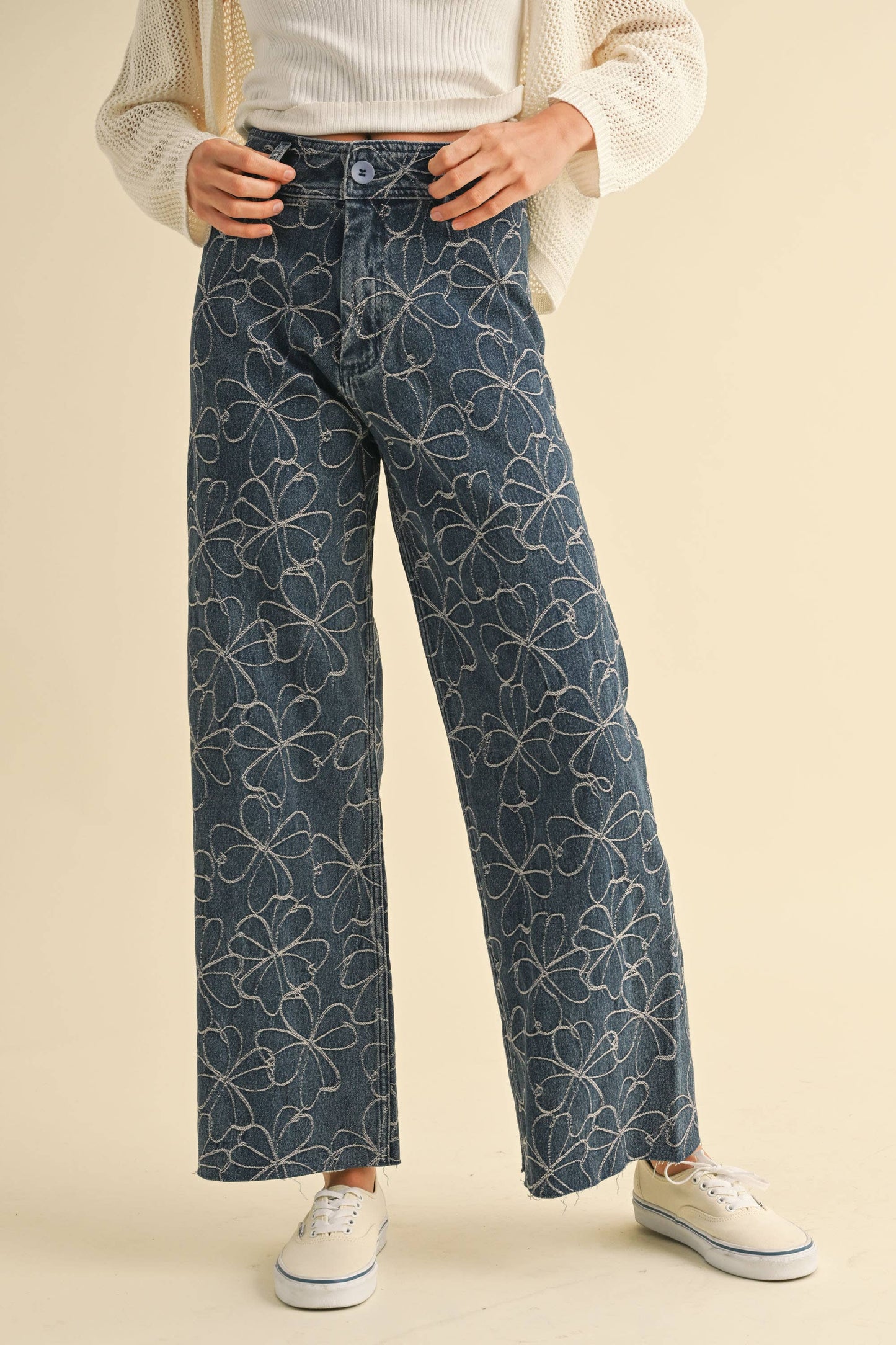 PRE-ORDER Petal Stitch Dark Wash Denim Pants