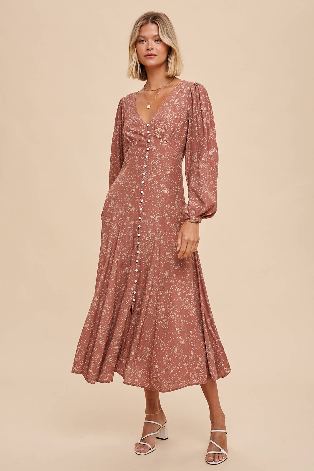Rosewood Floral Button Down Dress