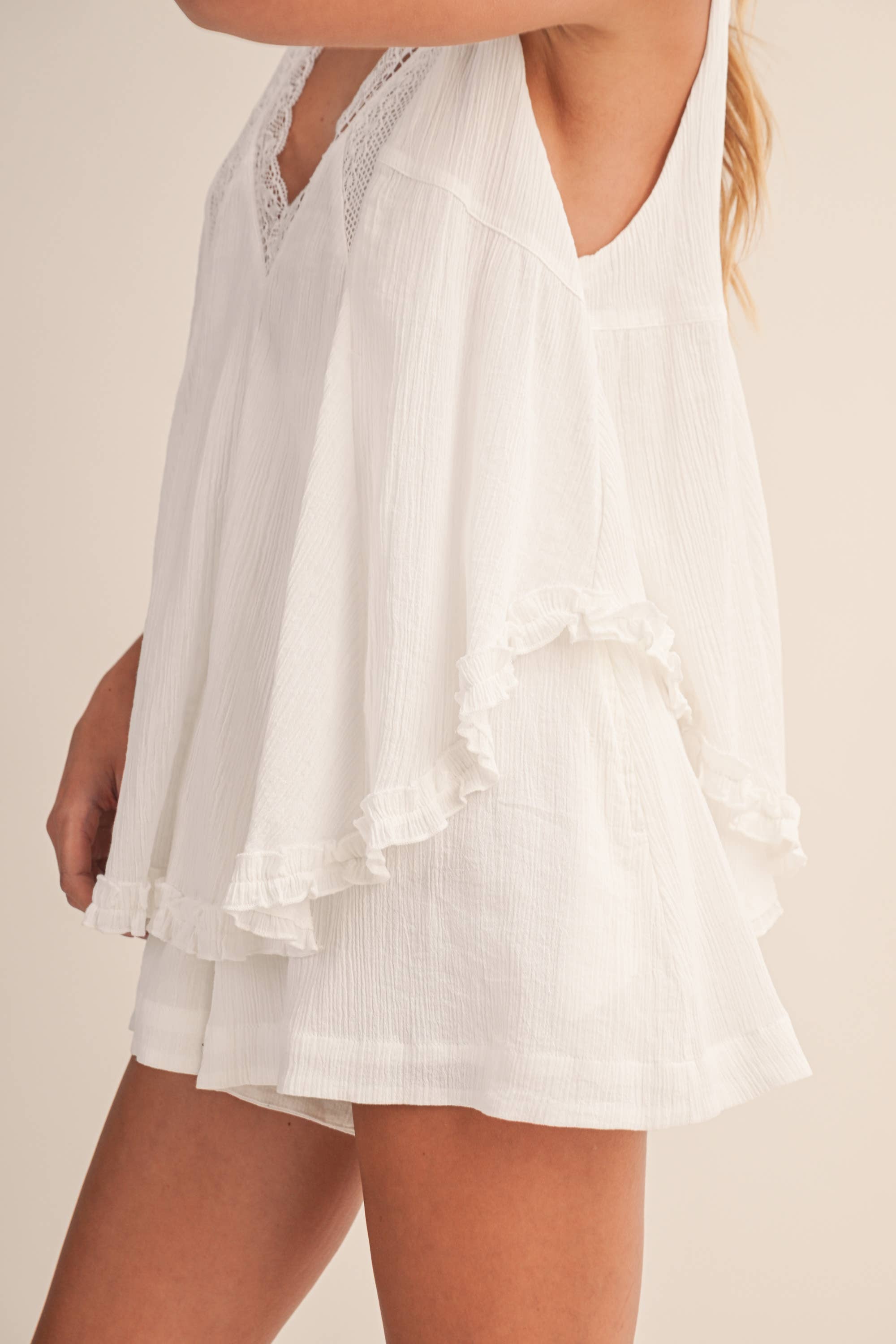 Whitney Lace Trim Romper