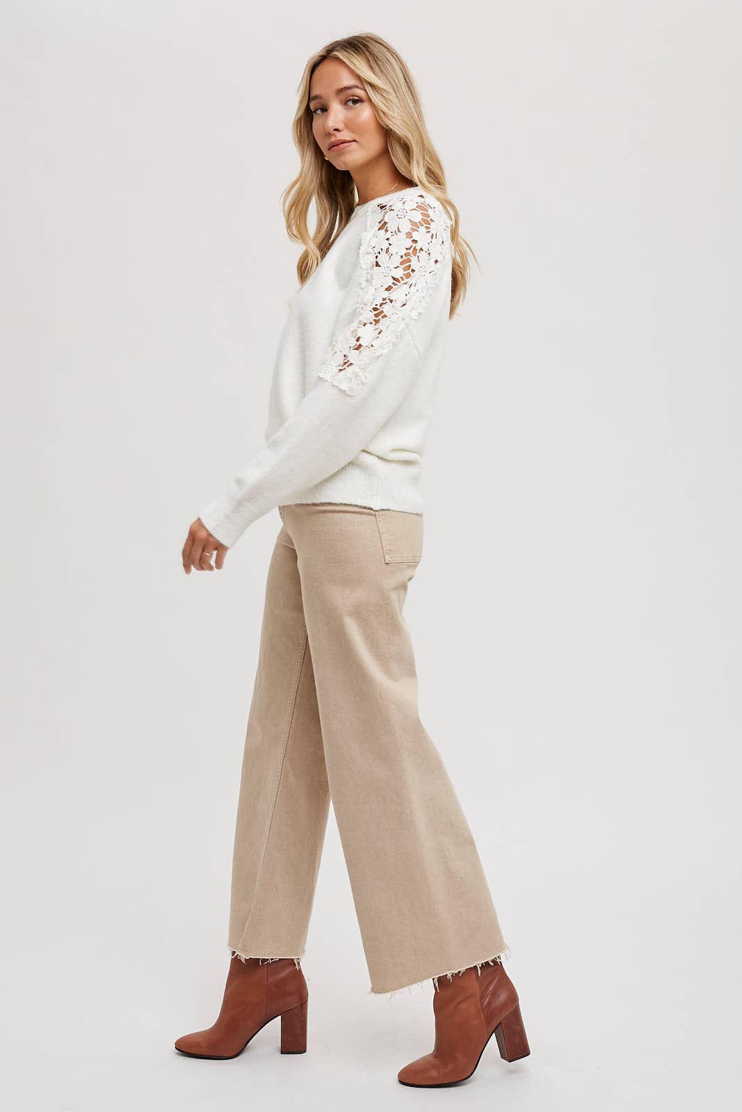 Ally Crochet Contrast Sweater