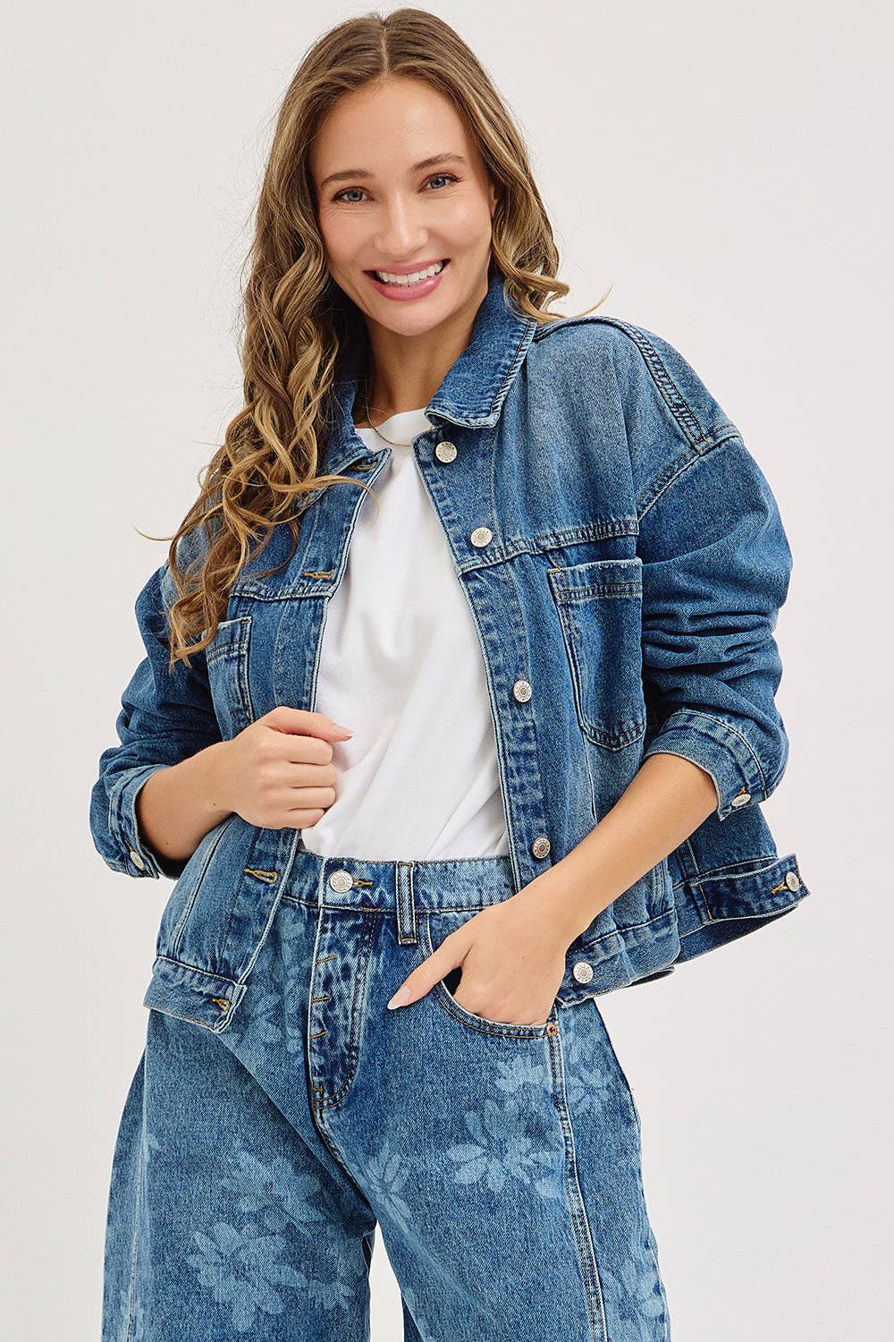 Calla Floral Print Barrel Jeans