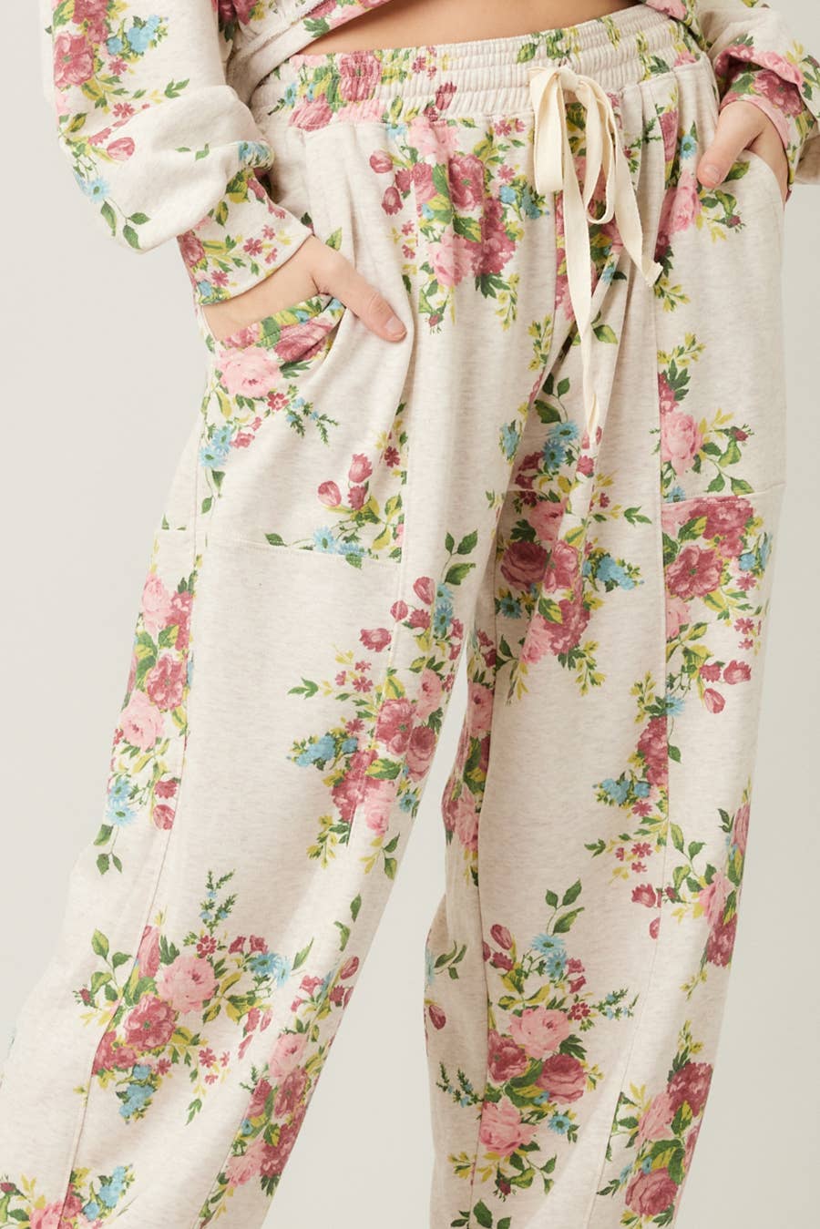 Saylor Floral Terry Joggers in Oatmeal