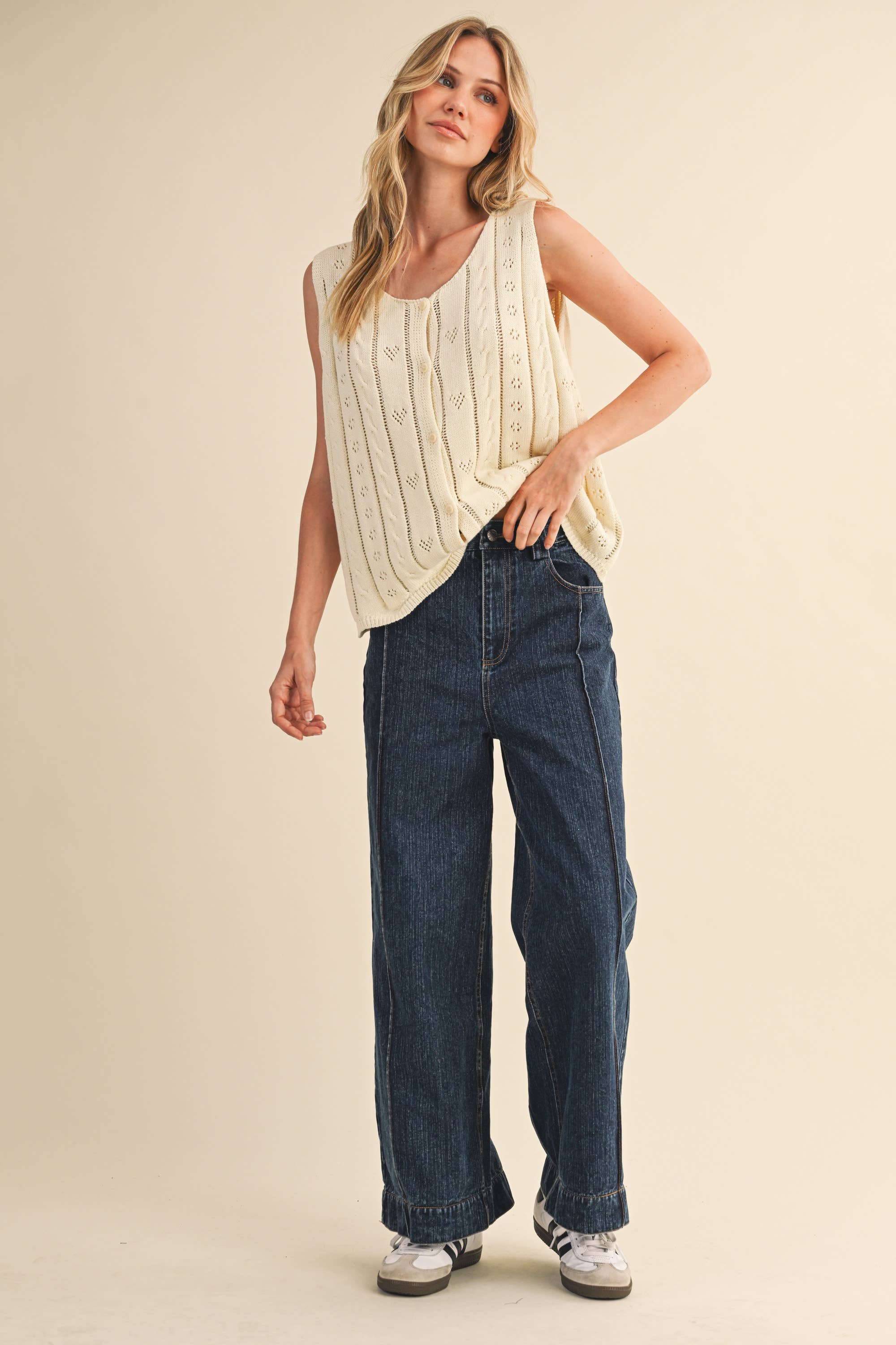 Elodie Heart Knit Sweater Vest