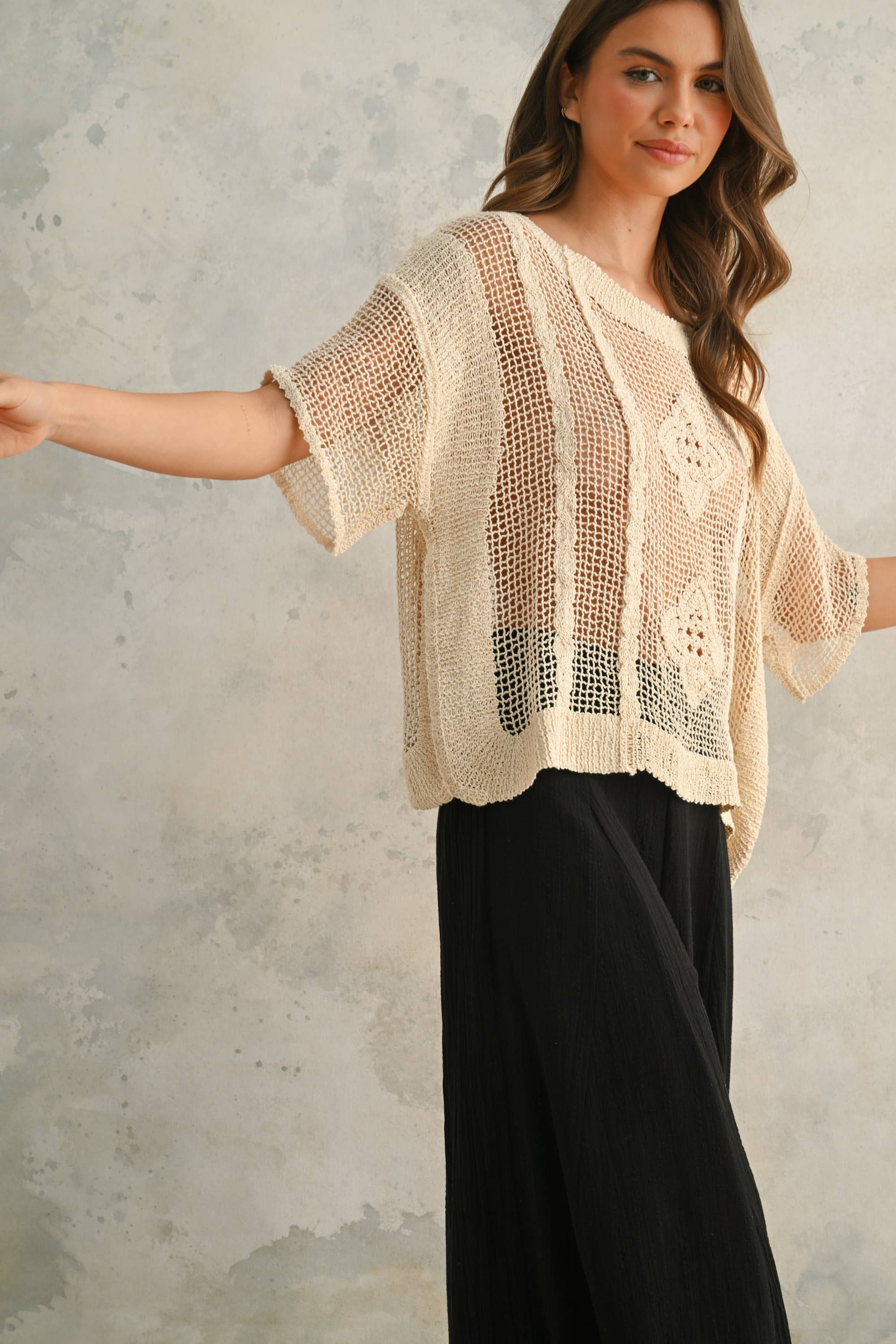 Darla Crochet Knit Top