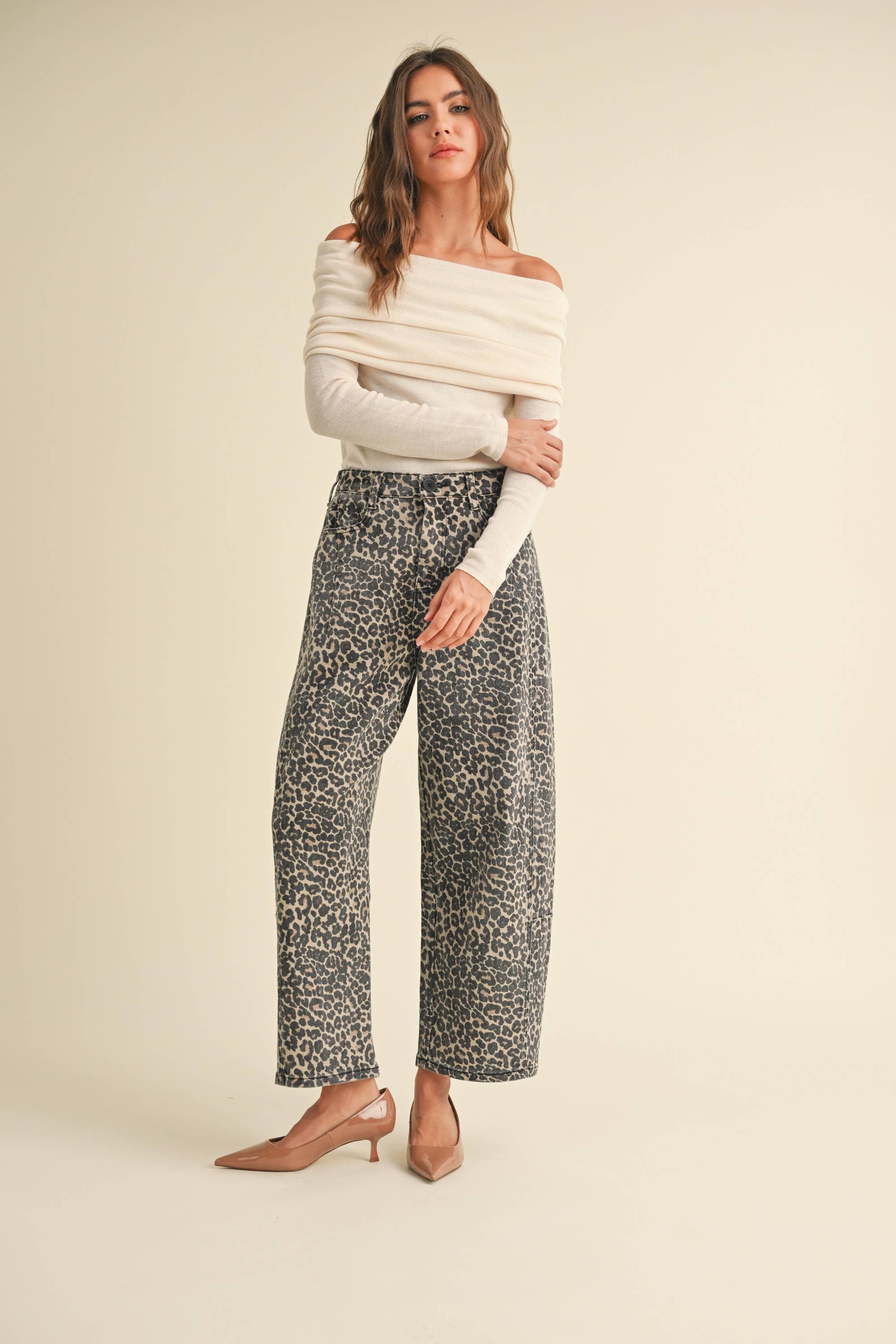 Wild Rhythm Leopard Barrel Pants