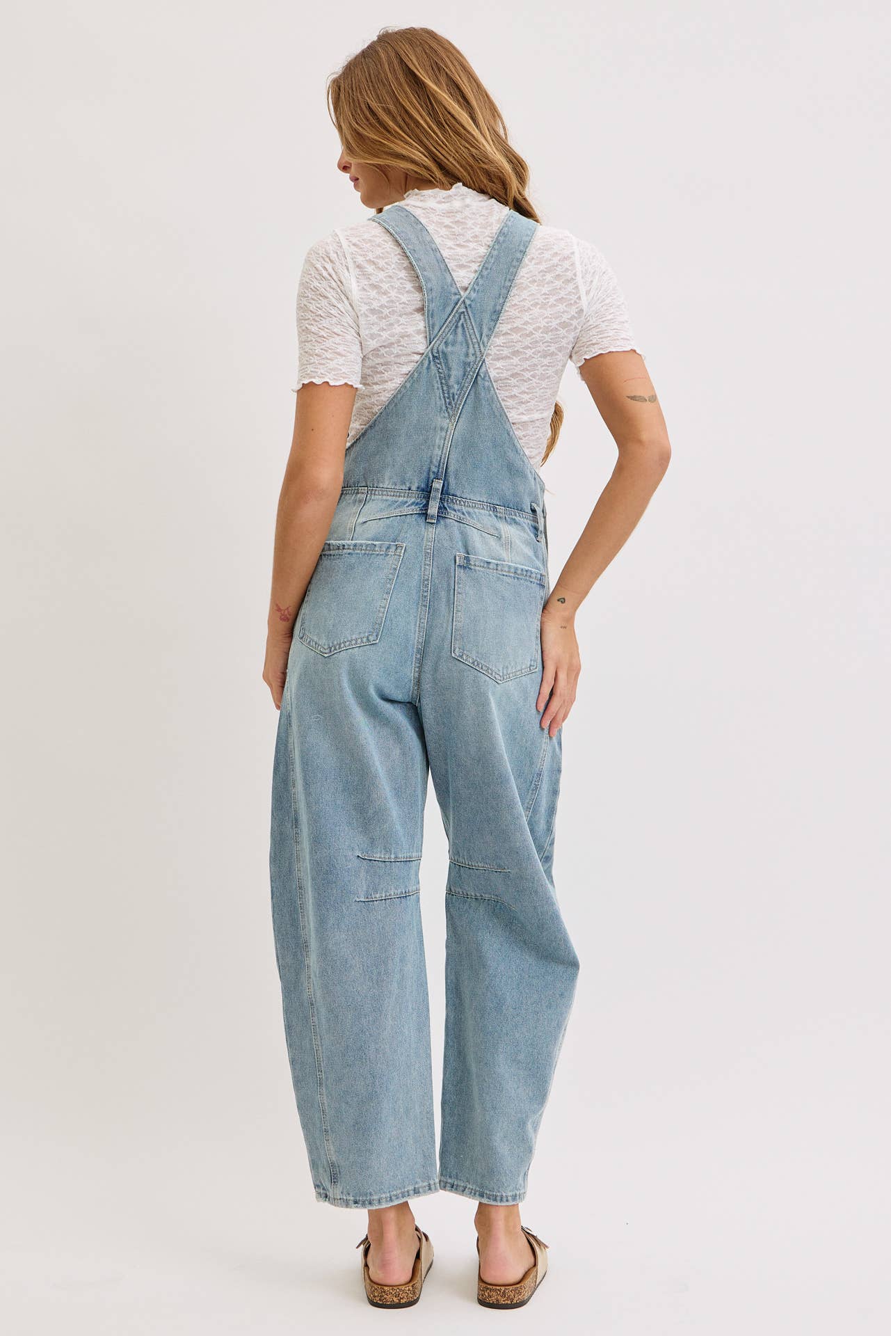 Aiden Barrel Leg Denim Jumpsuit in Denim