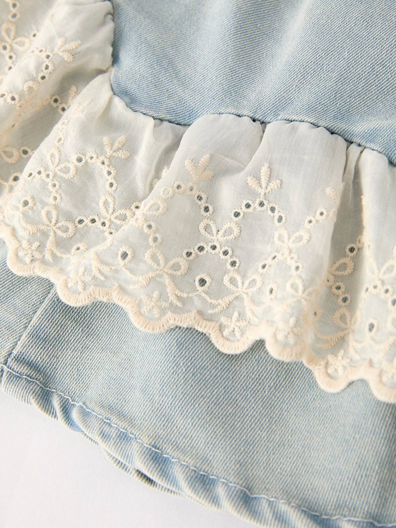 Summer Light Denim Lace Girls Set