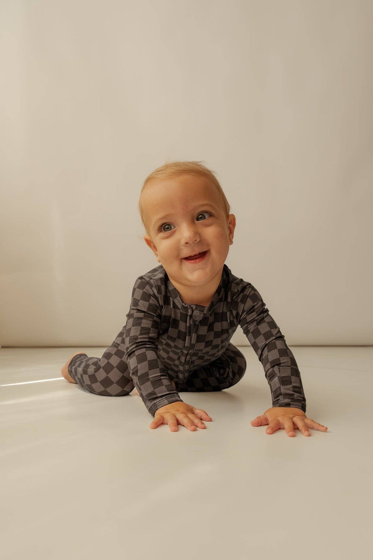 Checkered Bamboo Zip Romper