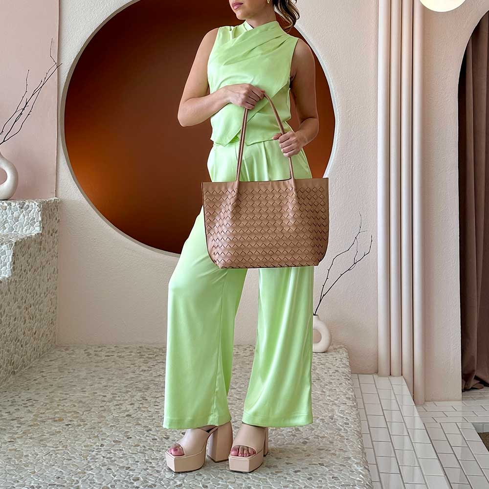 Victoria Taupe Recycled Vegan Tote Bag