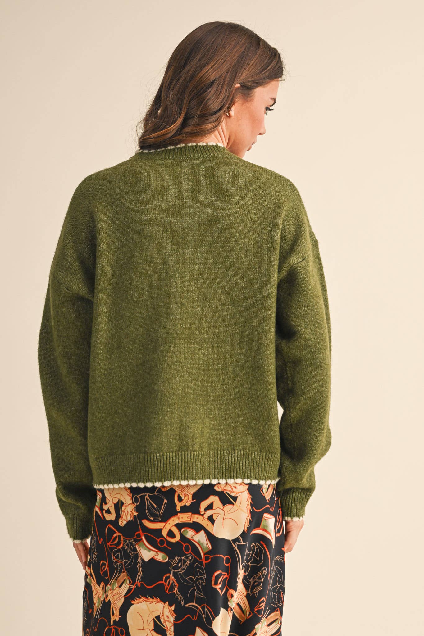 Fiona Contrast Scallop Knit Sweater