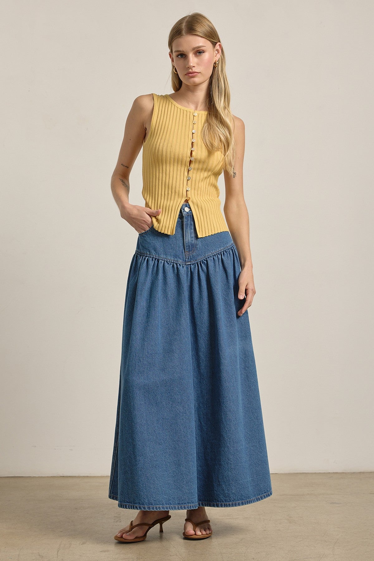 Goldie Ribbed Button Knit Tank