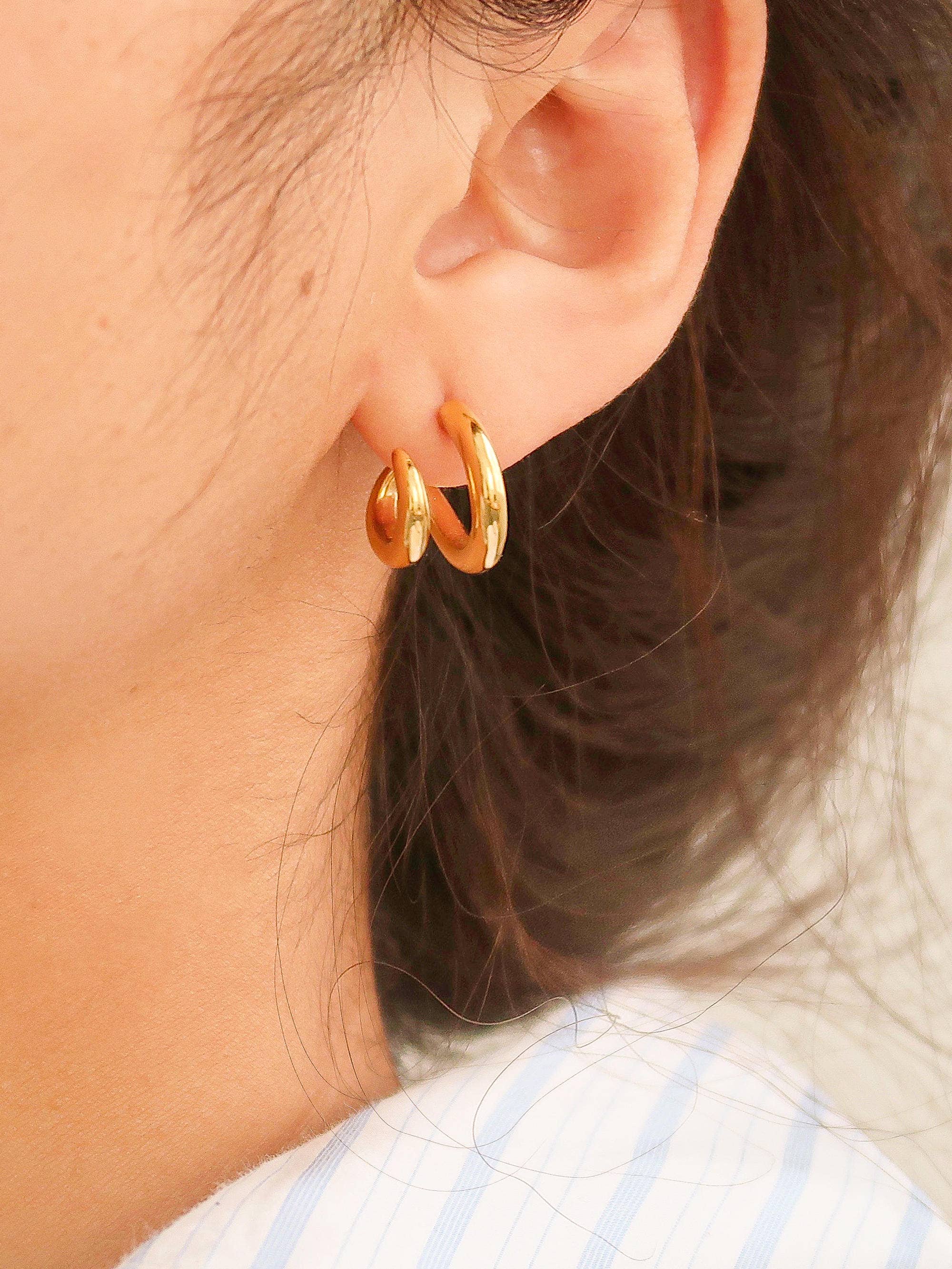 Maddison Gold Double C Hoop Earrings