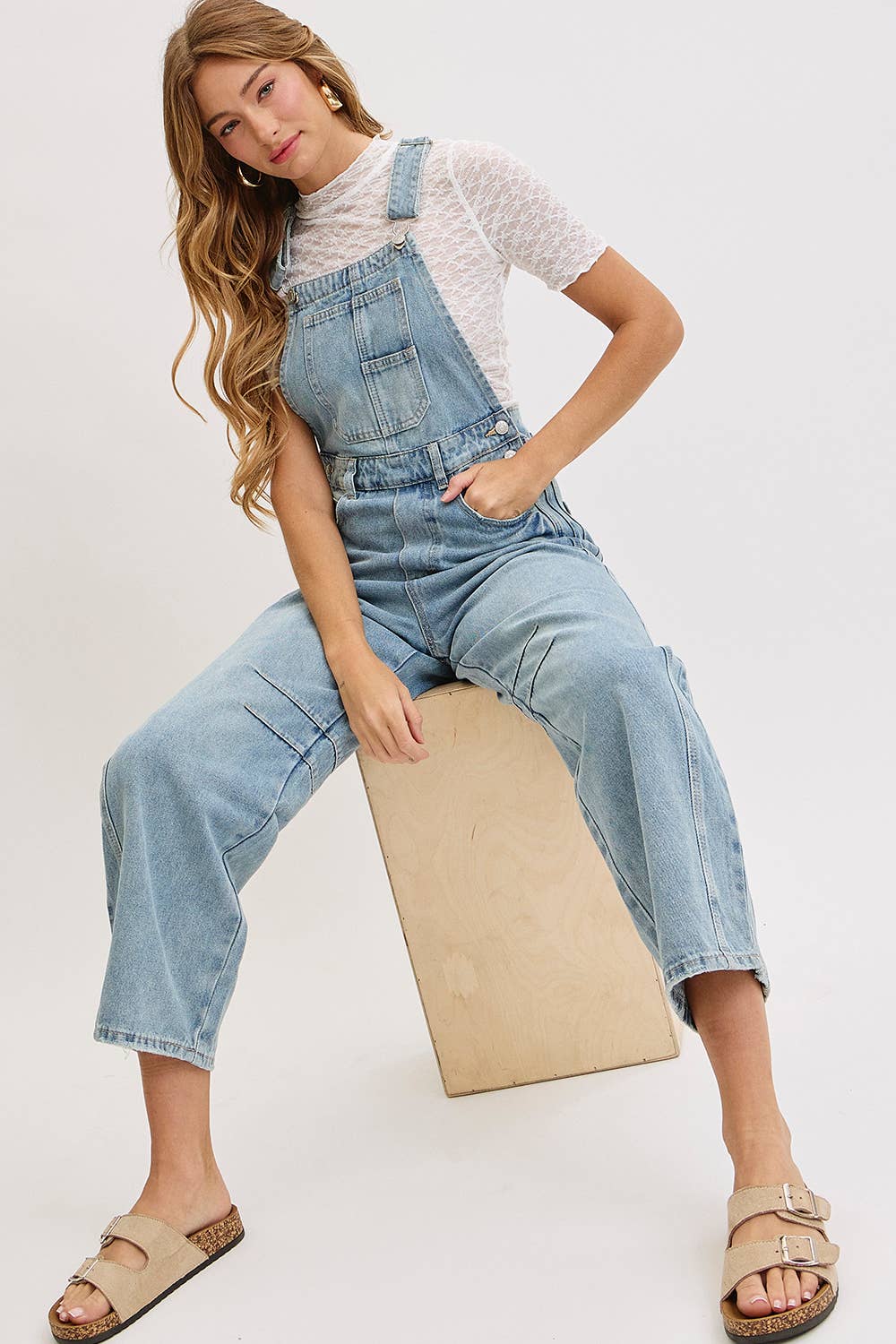 Aiden Barrel Leg Denim Jumpsuit in Denim