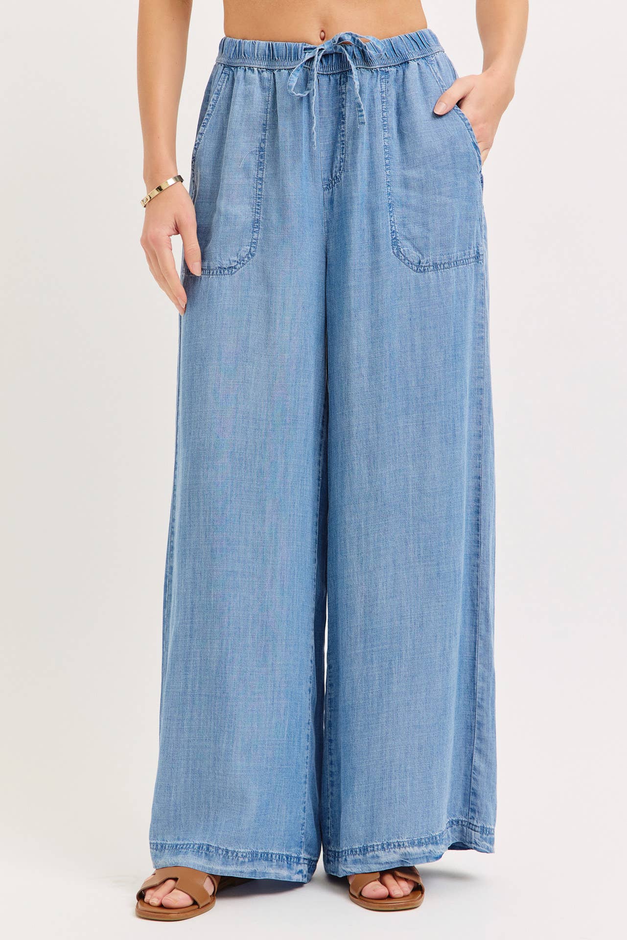 Spenser Light Denim Tie Waist Pants