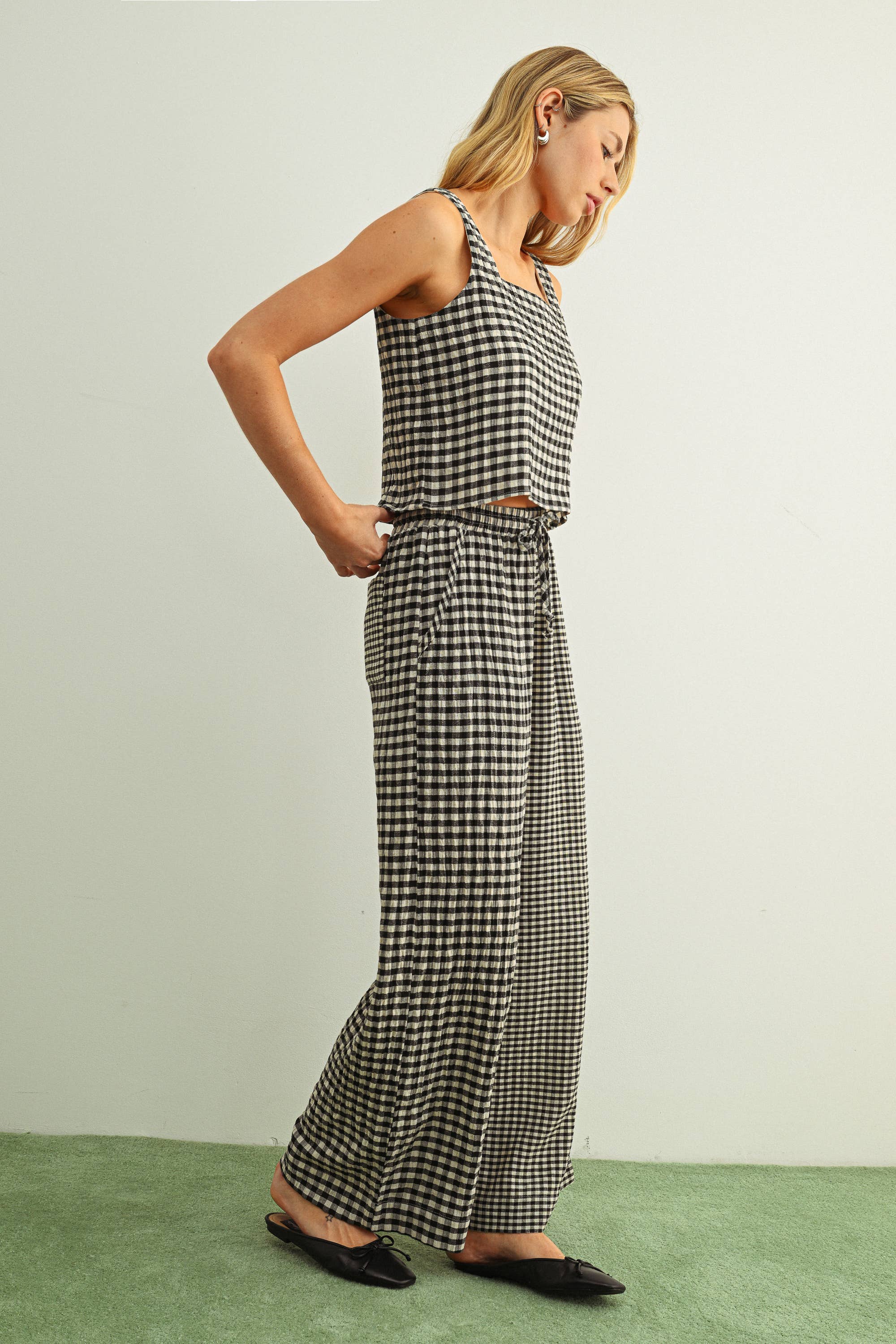 Cooper Gingham Pants in Black