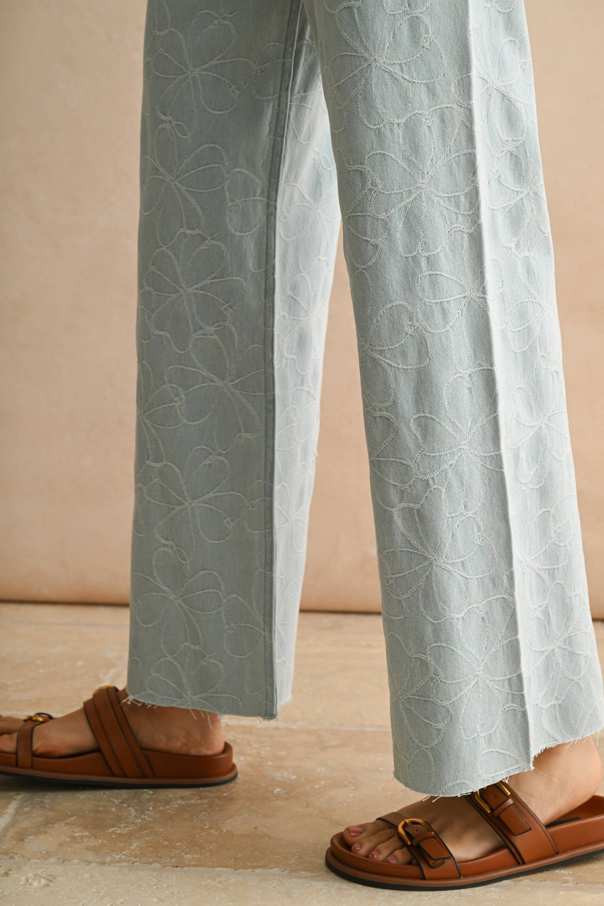Ren Petal Stitch Light Wash Denim Pants