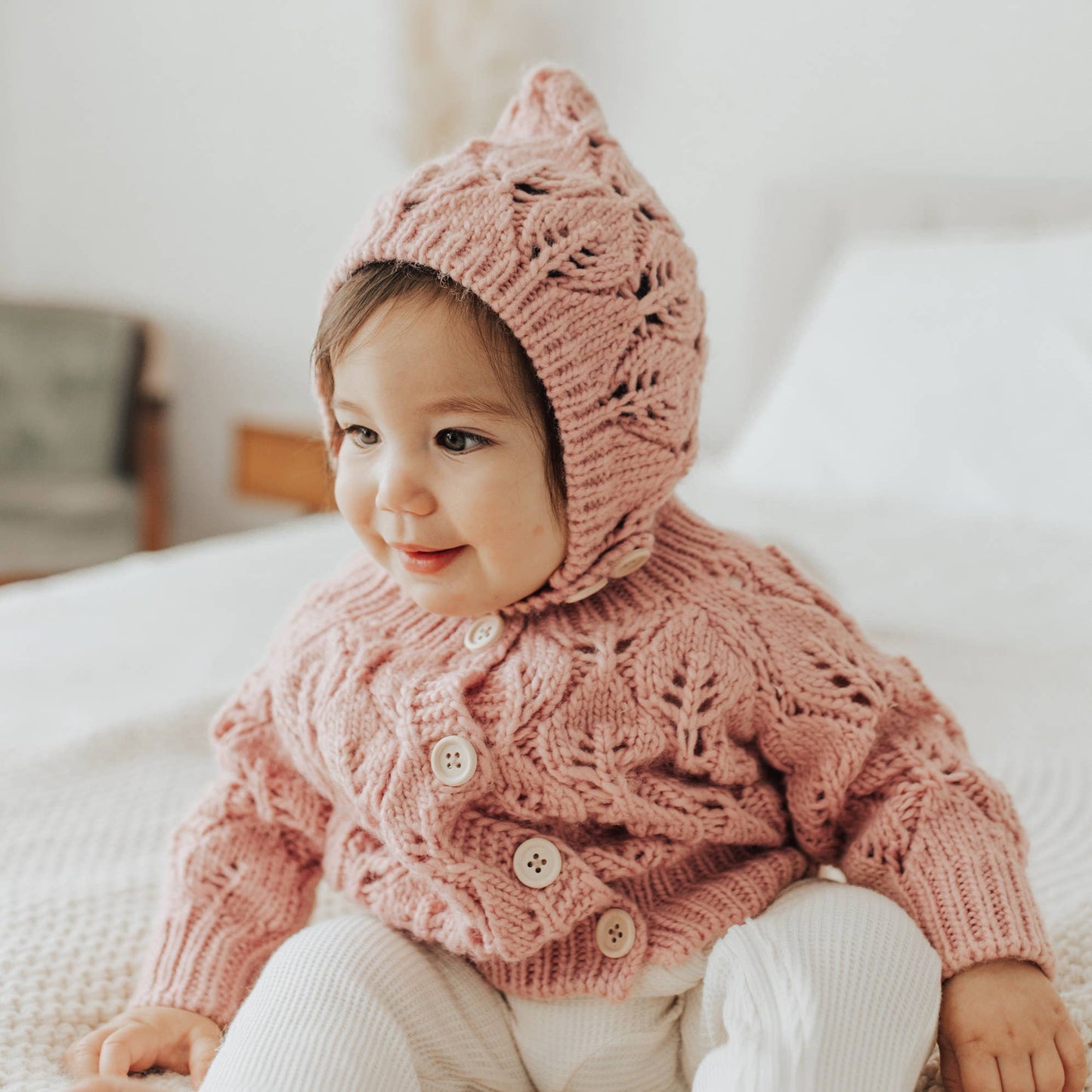 Leaf Lace Hand Knit Cardigan