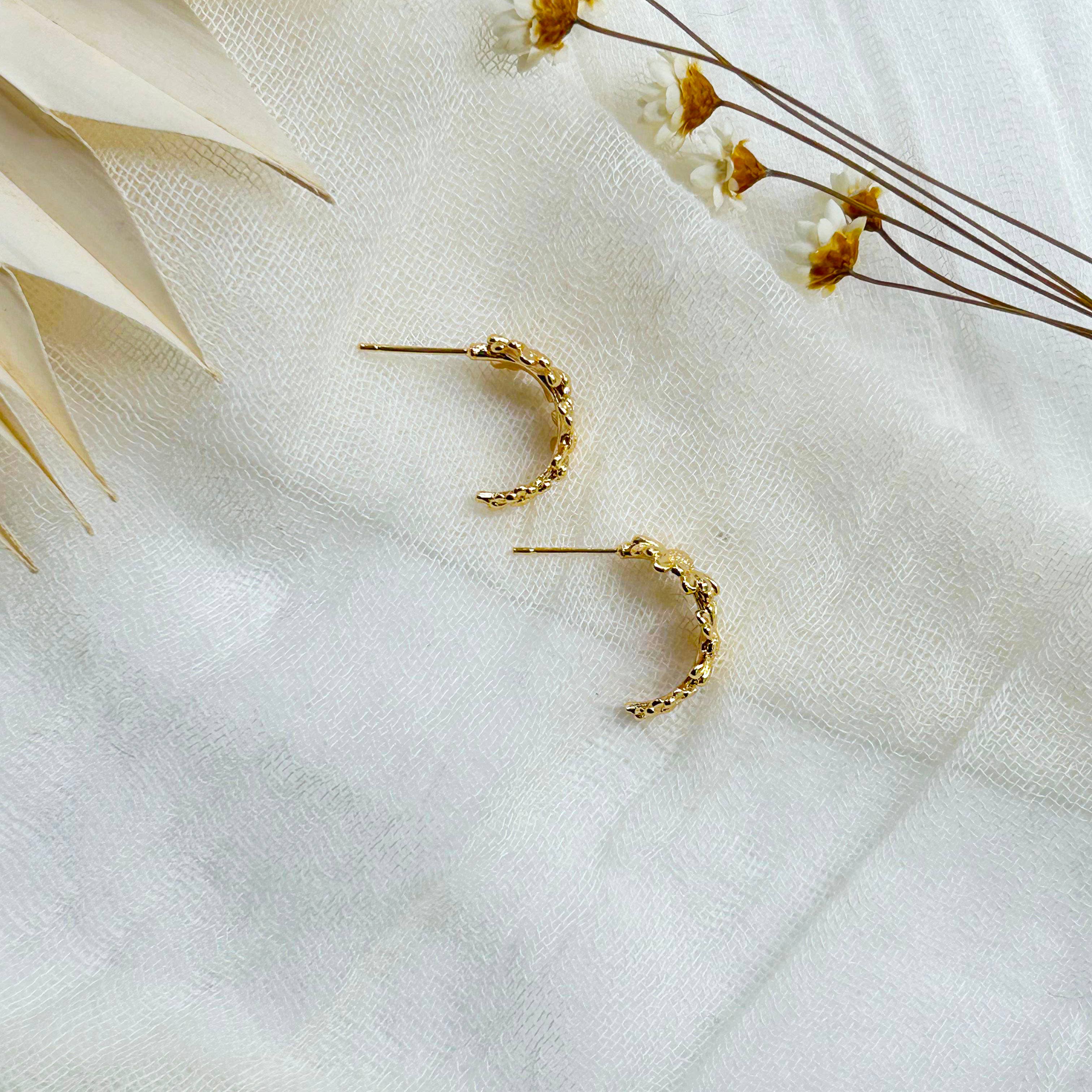 14K Bloom Gold Filled Floral Hoop Earrings