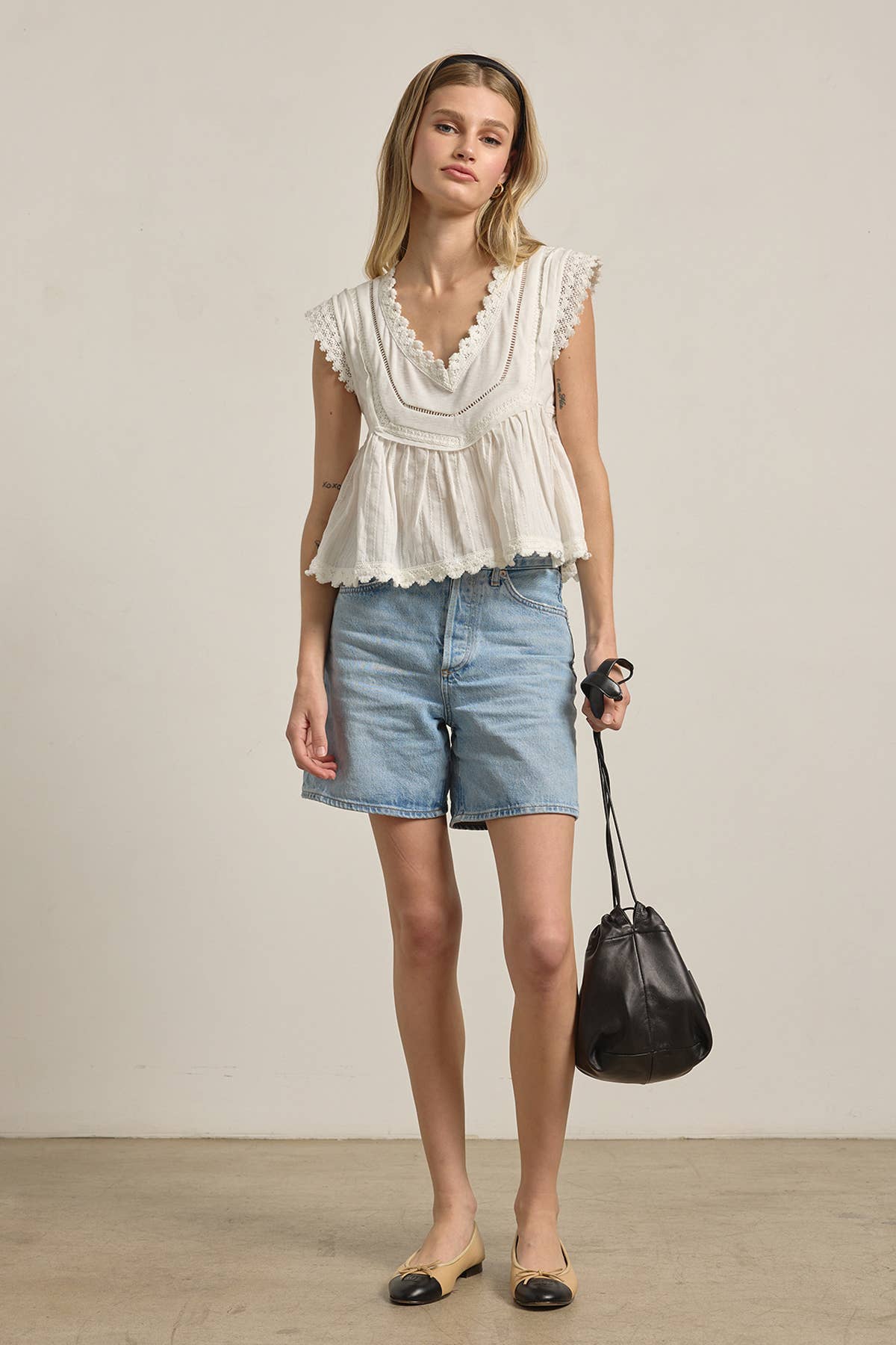 Rosalie Vintage Lace Peplum Top in Ivory