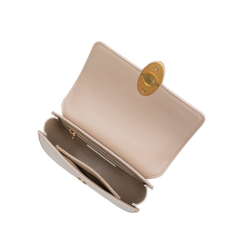 Esther Crescent Crossbody Bag in Bone