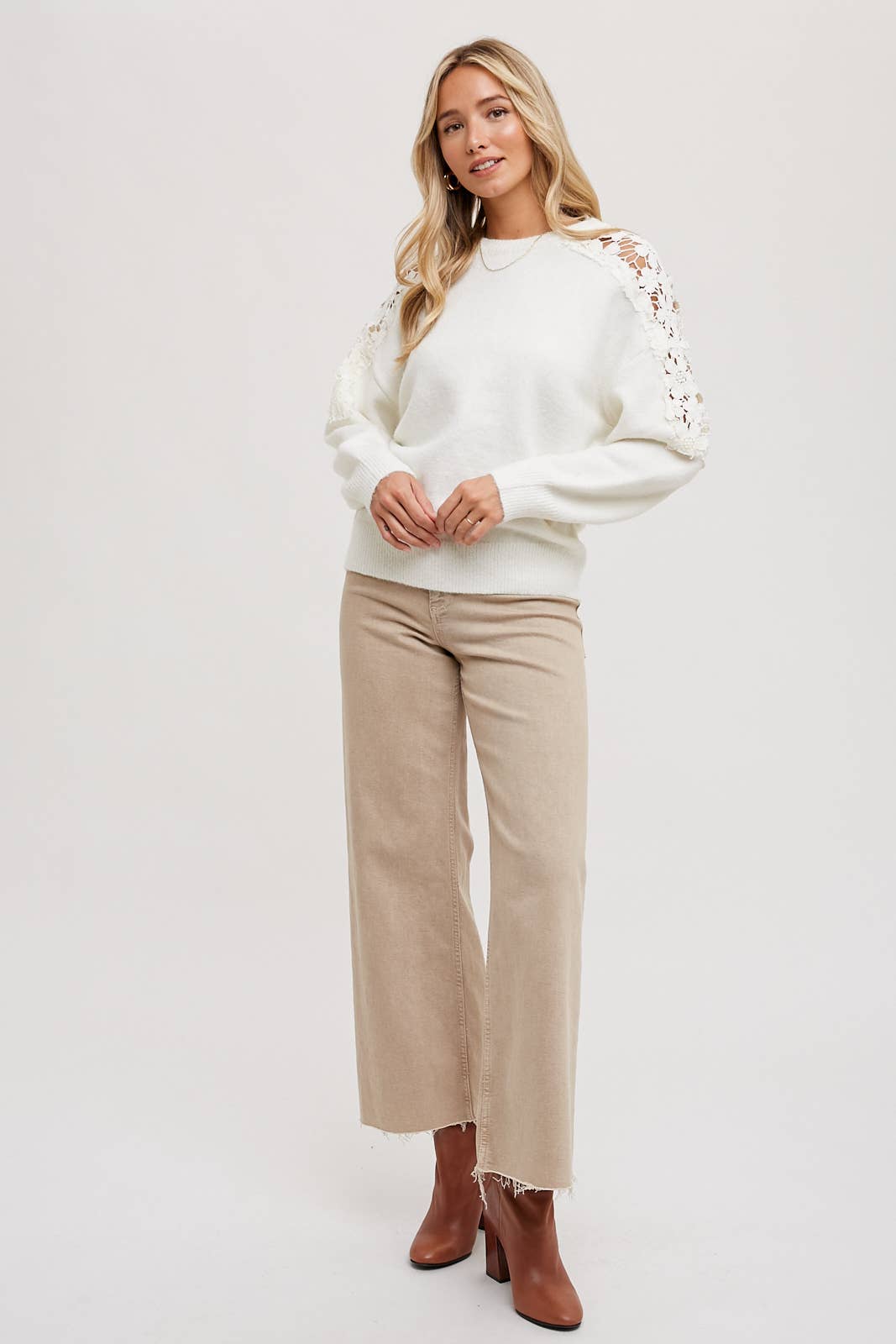 Ally Crochet Contrast Sweater