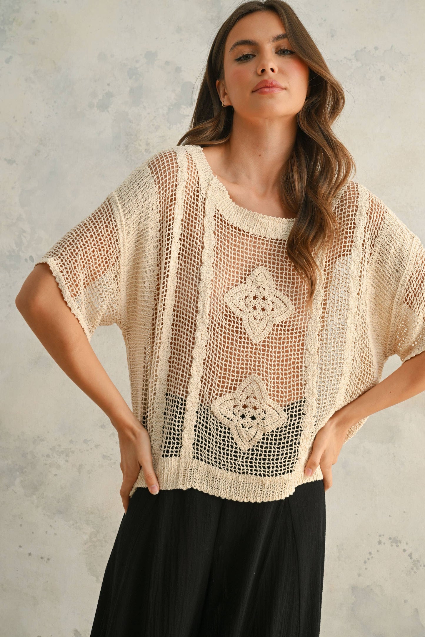 PRE-ORDER Darla Crochet Knit Top