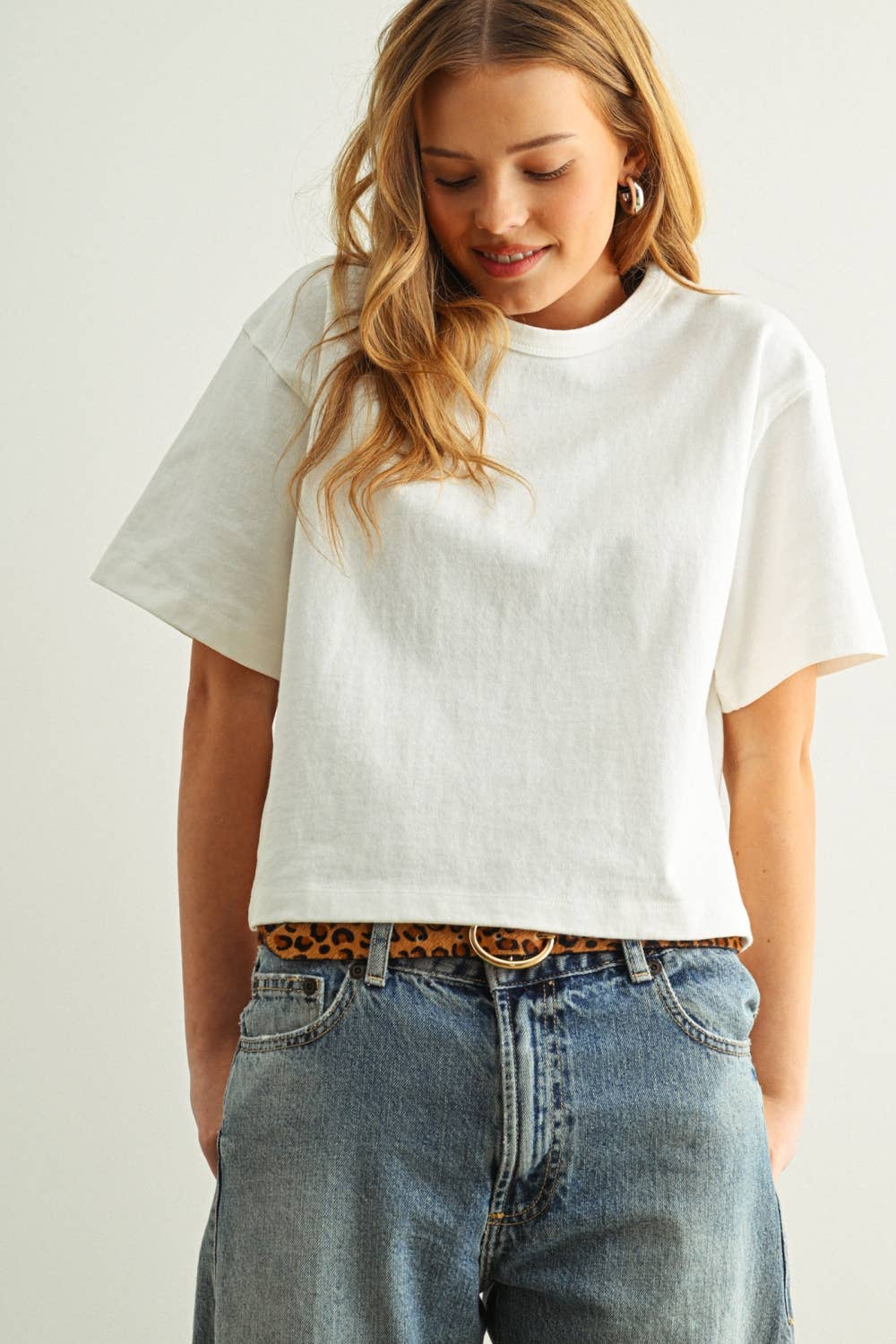 Lena Linen Knit Crew Top in Oatmeal
