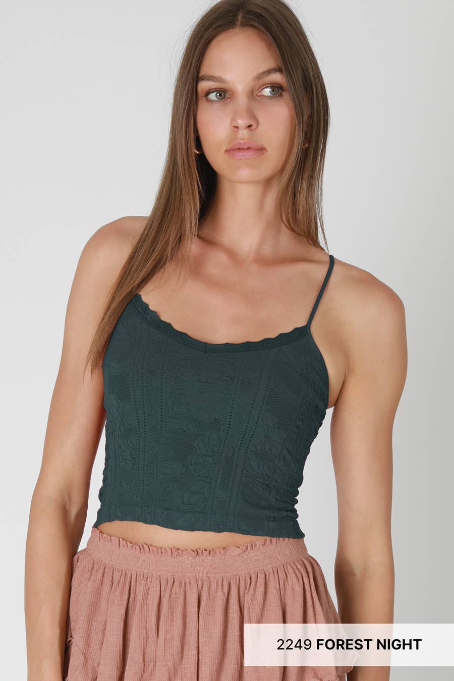 Double Lace Trim Cami Forest Night