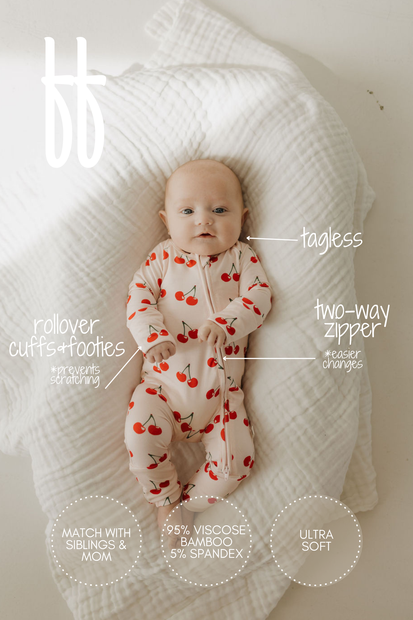 Cherry Orchard Baby Zip Pajamas