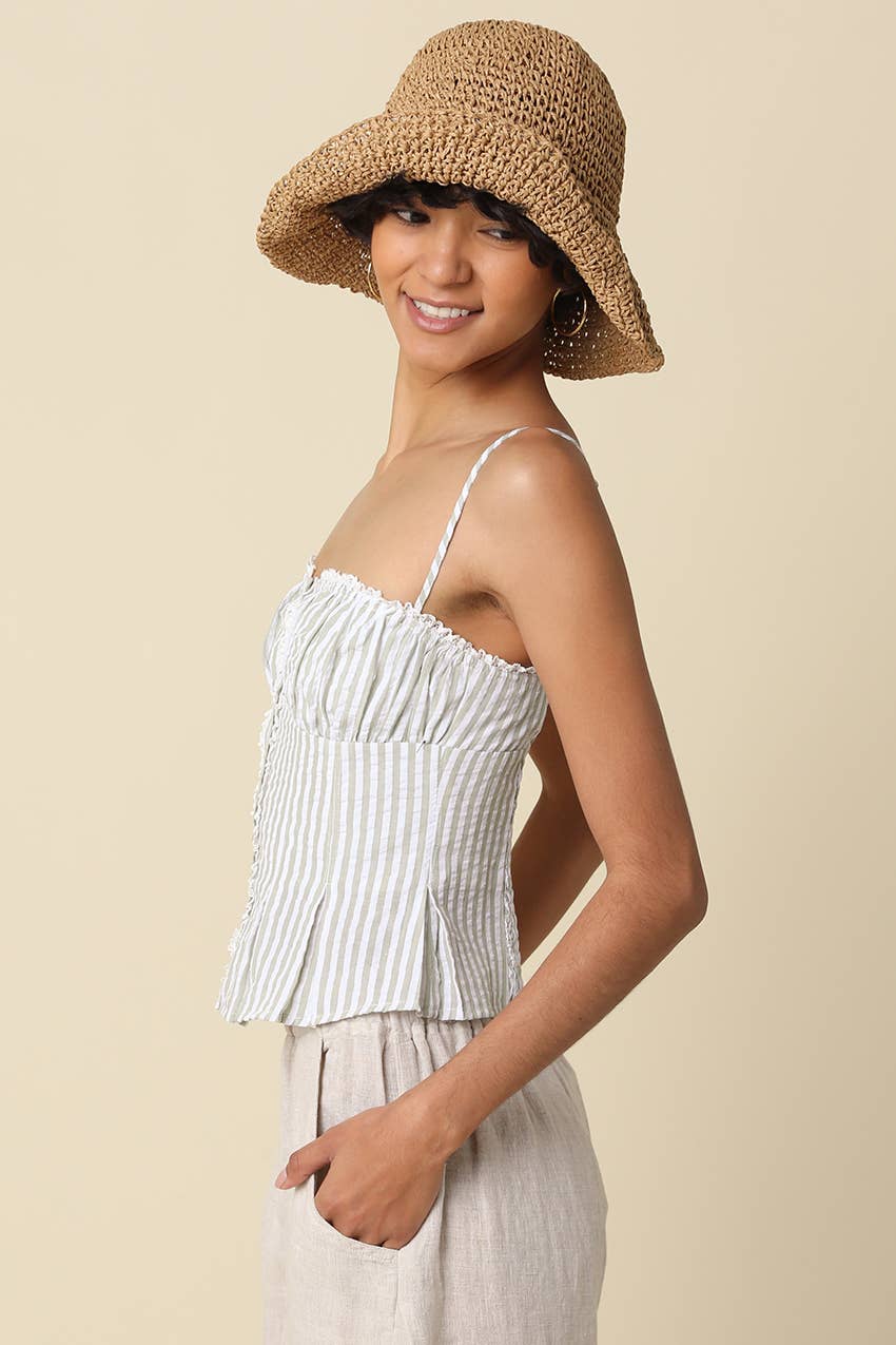 Taryn Pinstripe Peplum Top in Sage Stripe
