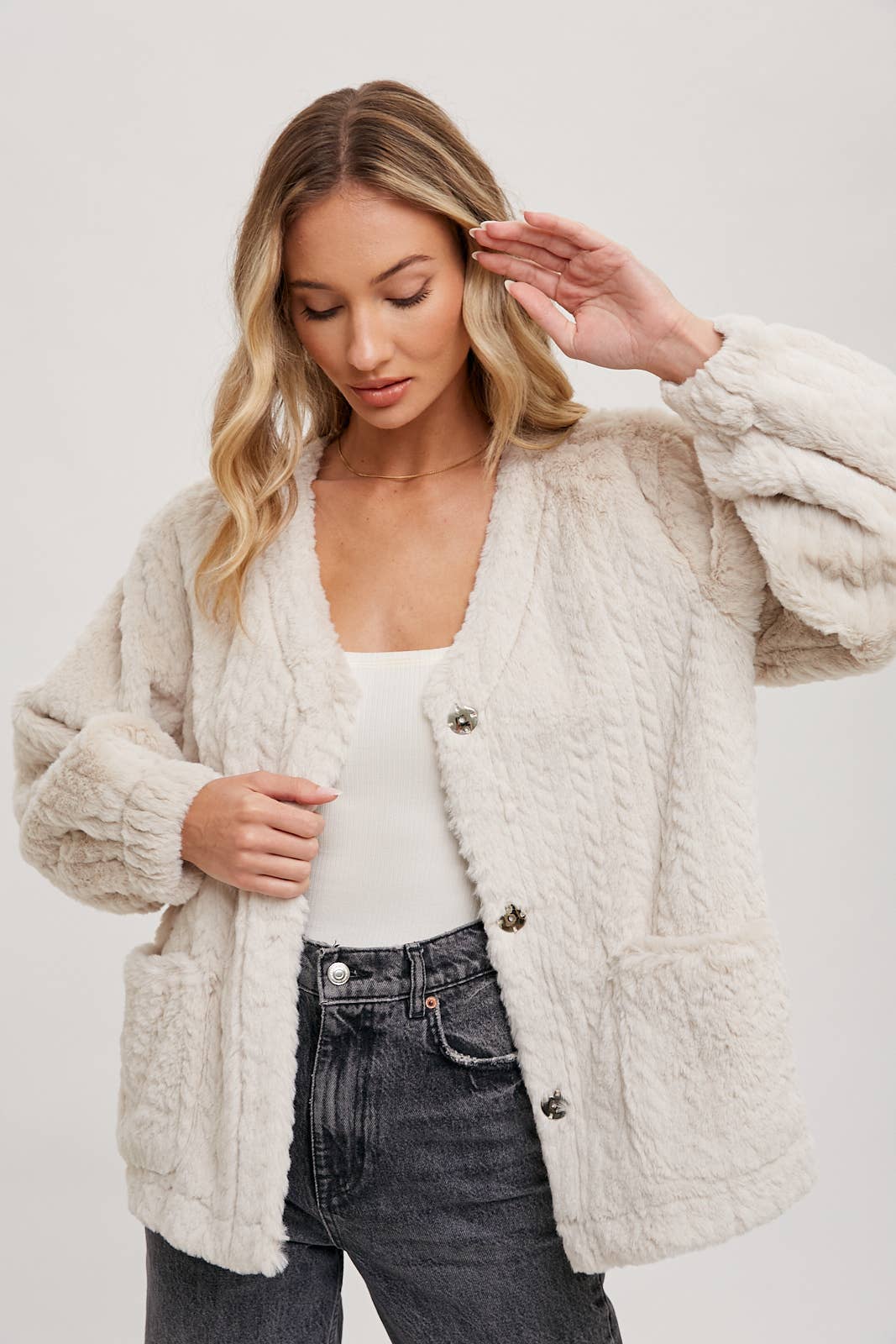 Always Eco Fur Jacket in Cream