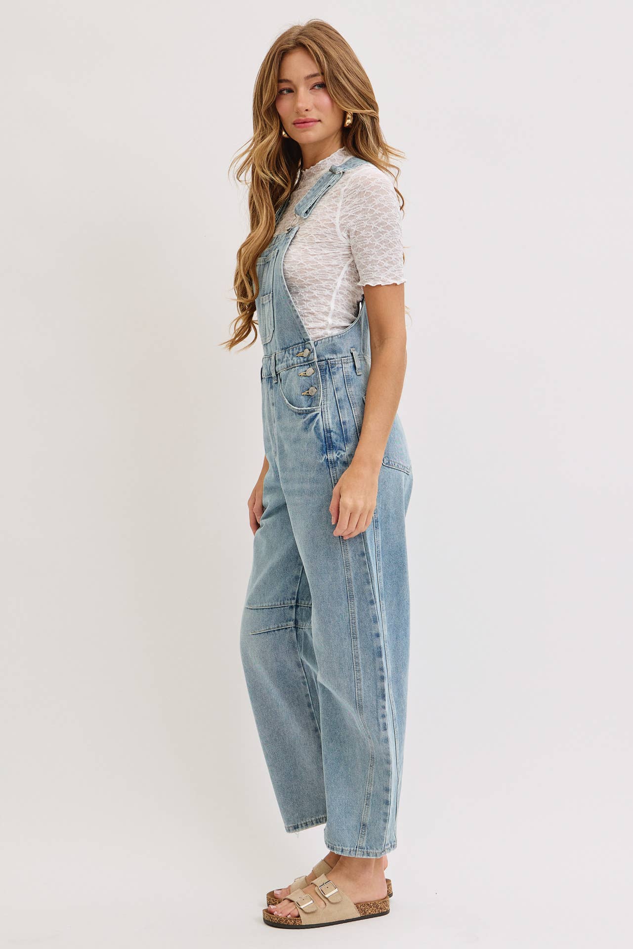 Aiden Barrel Leg Denim Jumpsuit in Denim