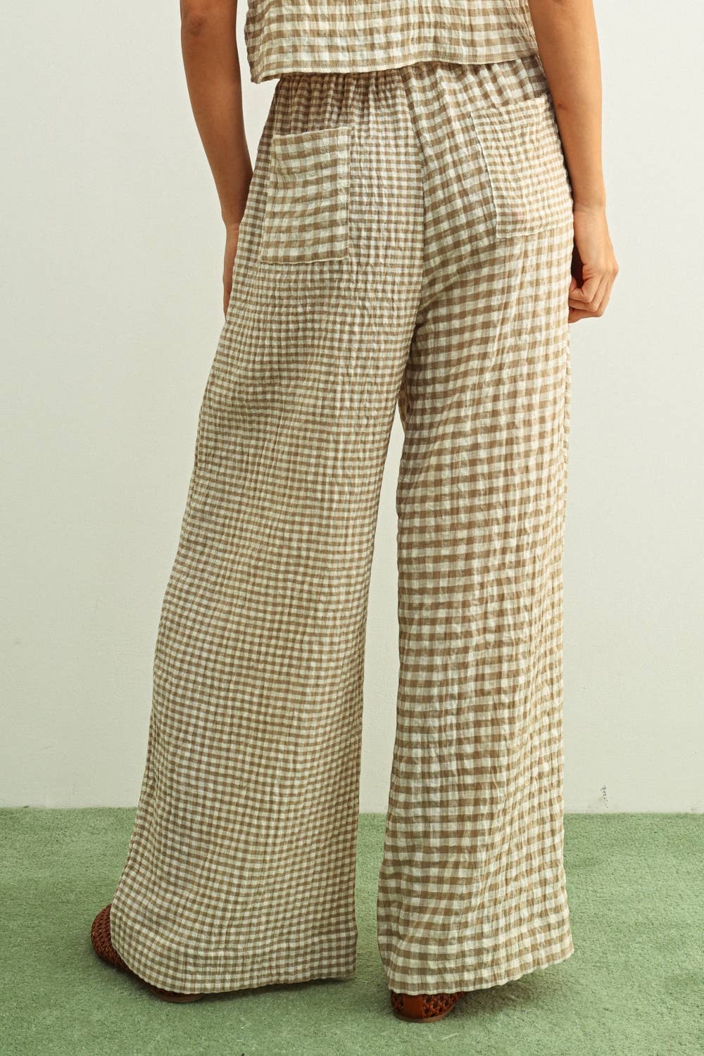 Cooper Gingham Pants in Beige