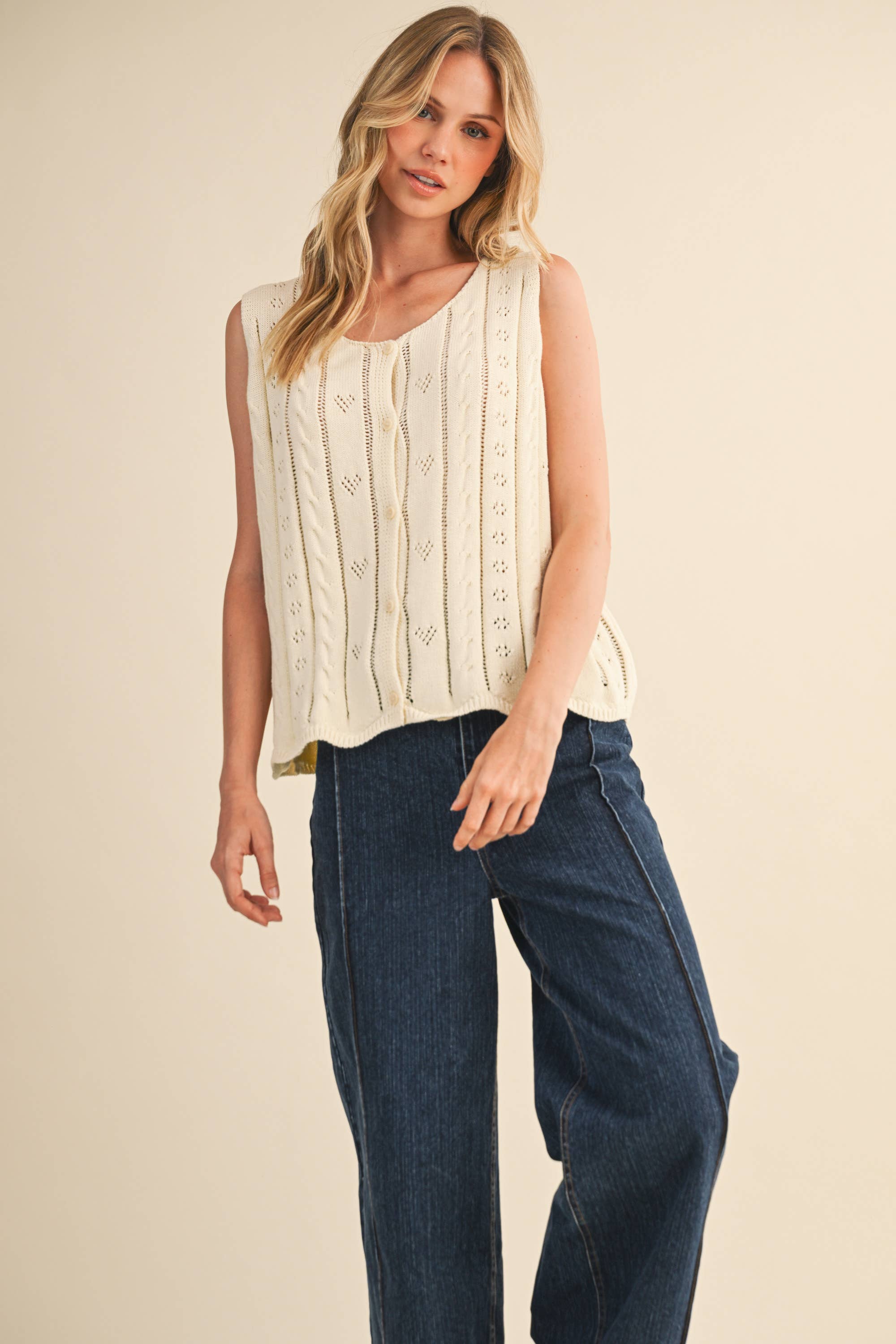 Elodie Heart Knit Sweater Vest