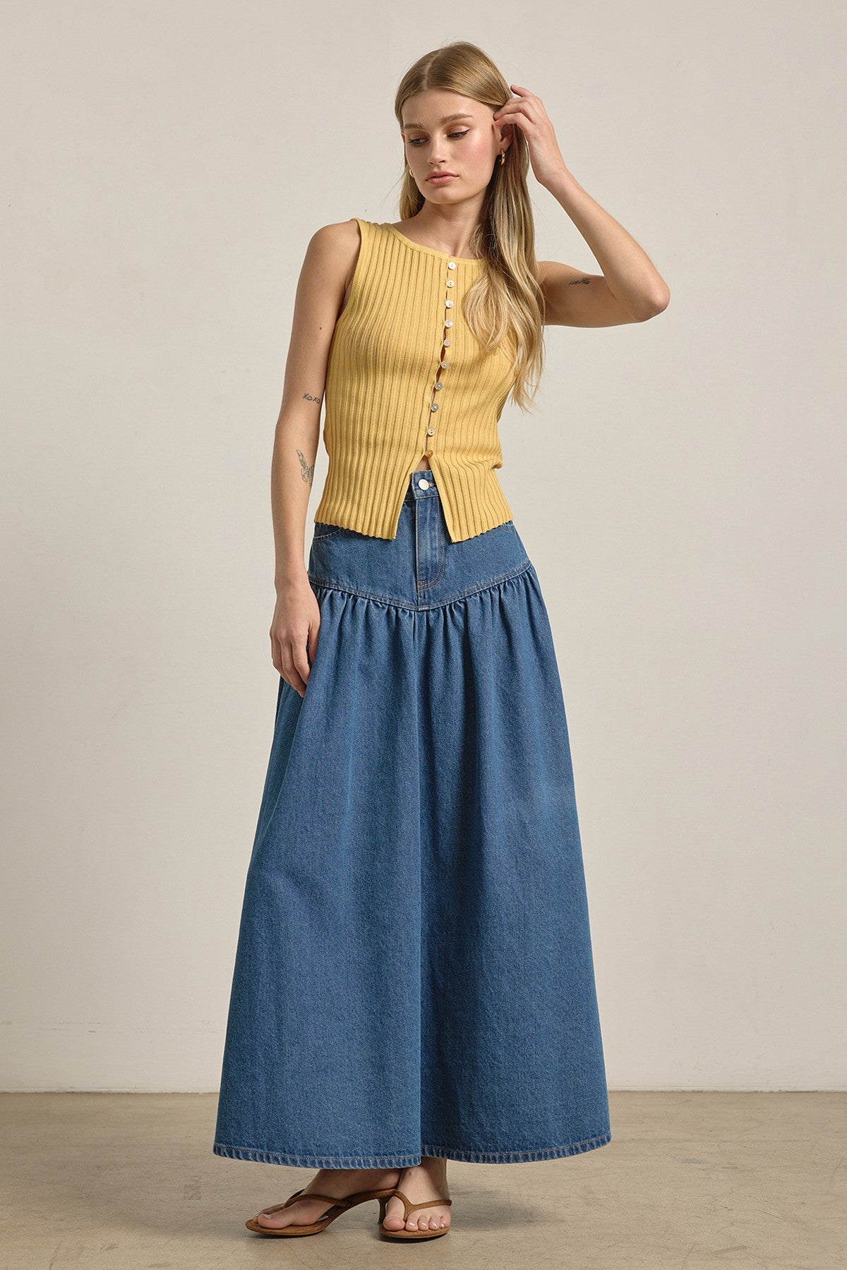 Goldie Ribbed Button Knit Tank