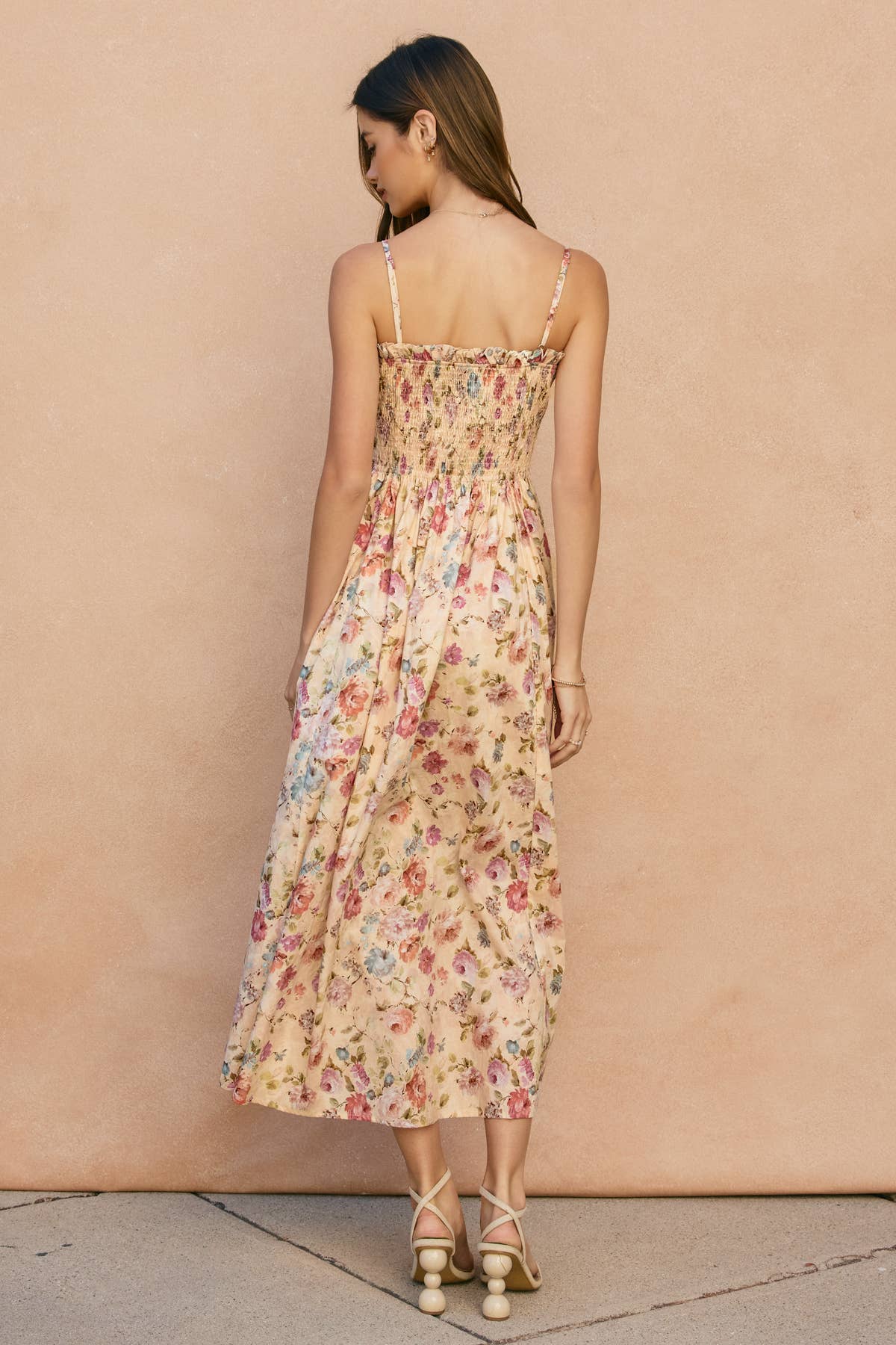 Roselyn Smocked Floral Midi Dress