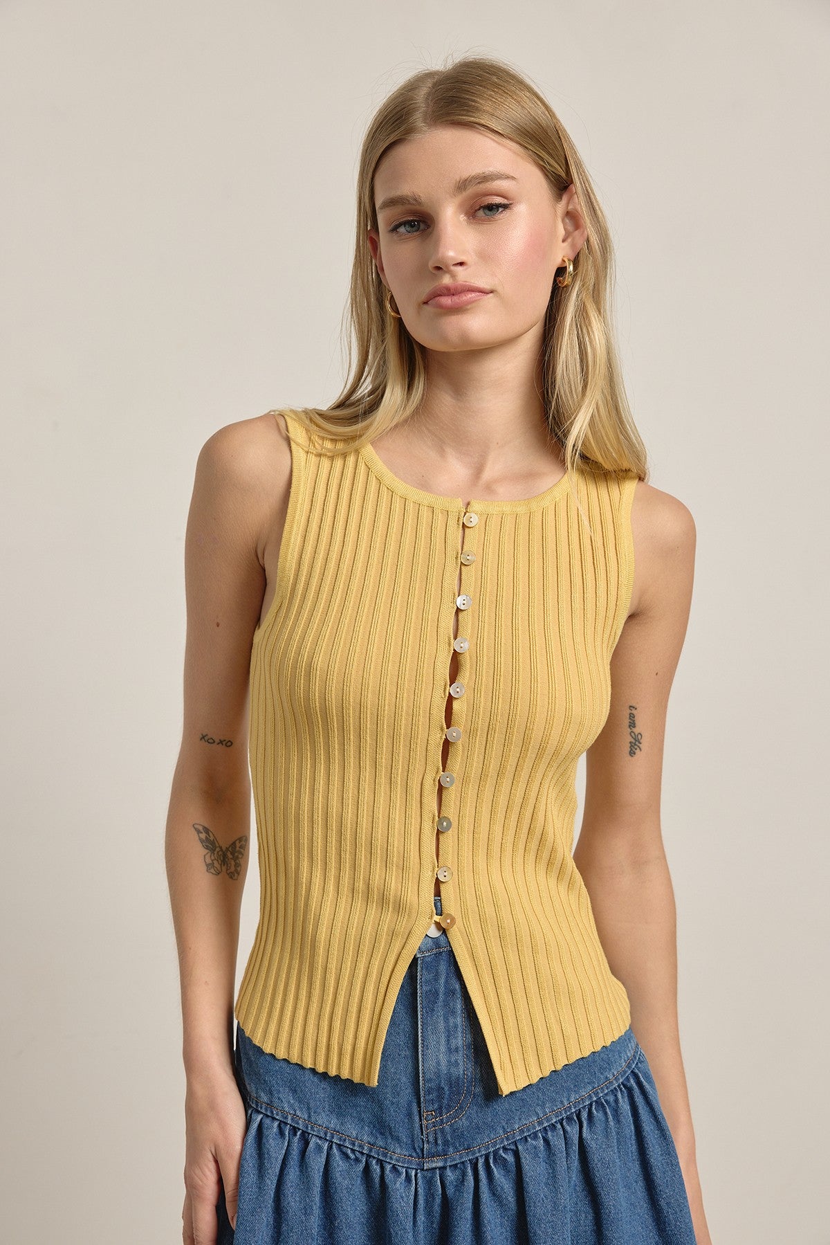 Goldie Ribbed Button Knit Tank
