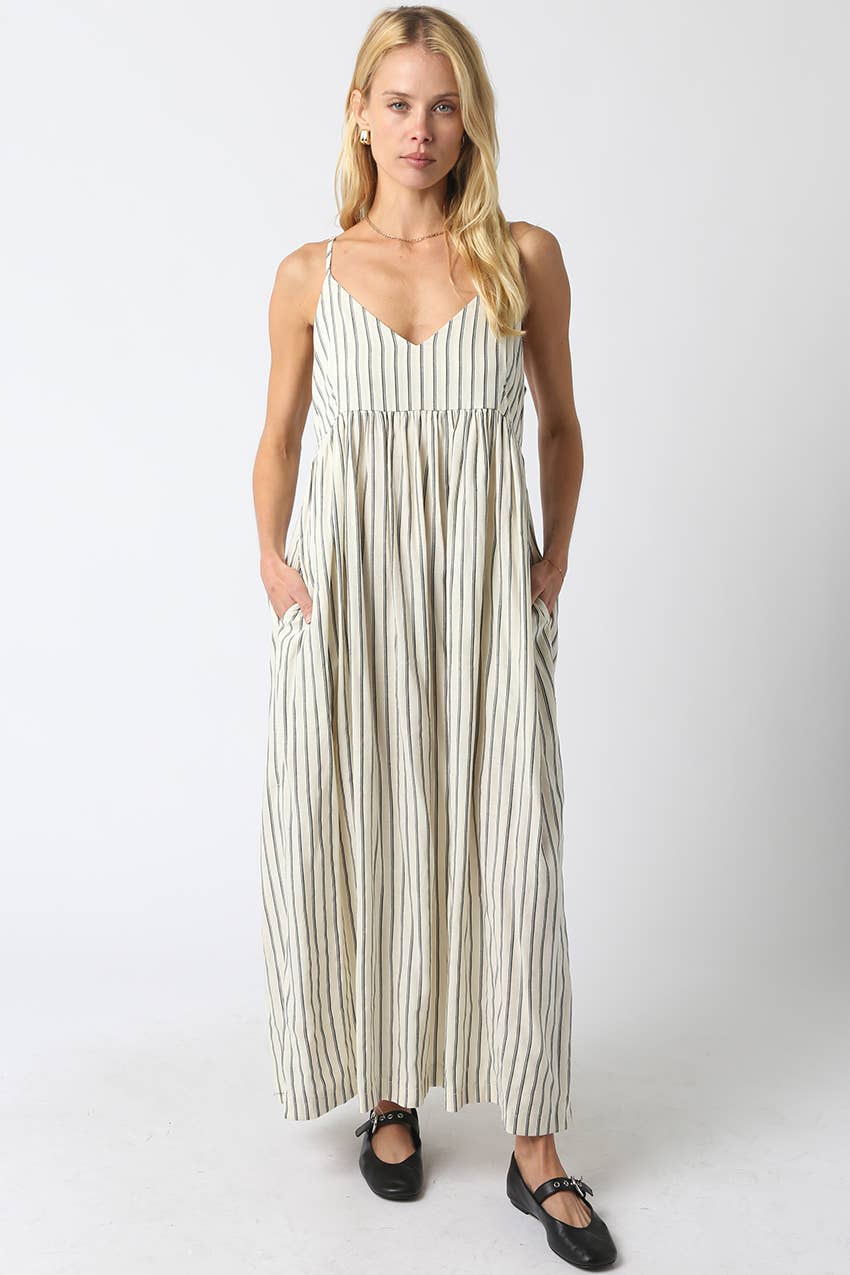 Elara Stripe Relaxed Maxi Dress
