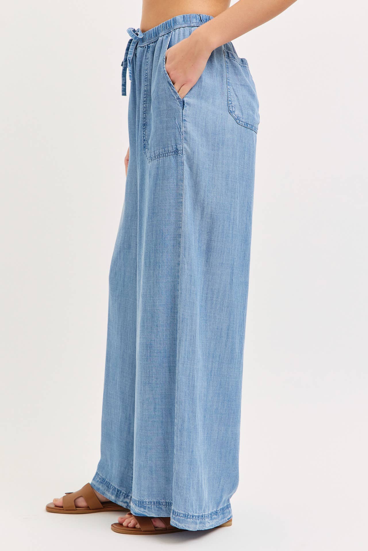 Spenser Light Denim Tie Waist Pants