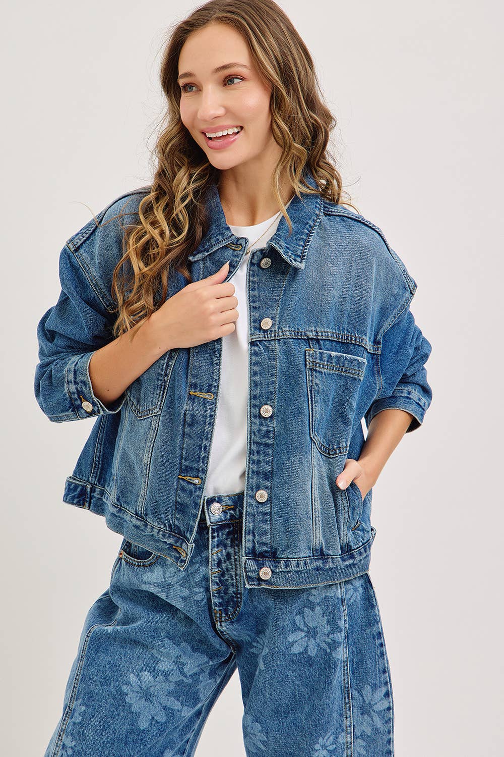 Calla Floral Print Barrel Jeans