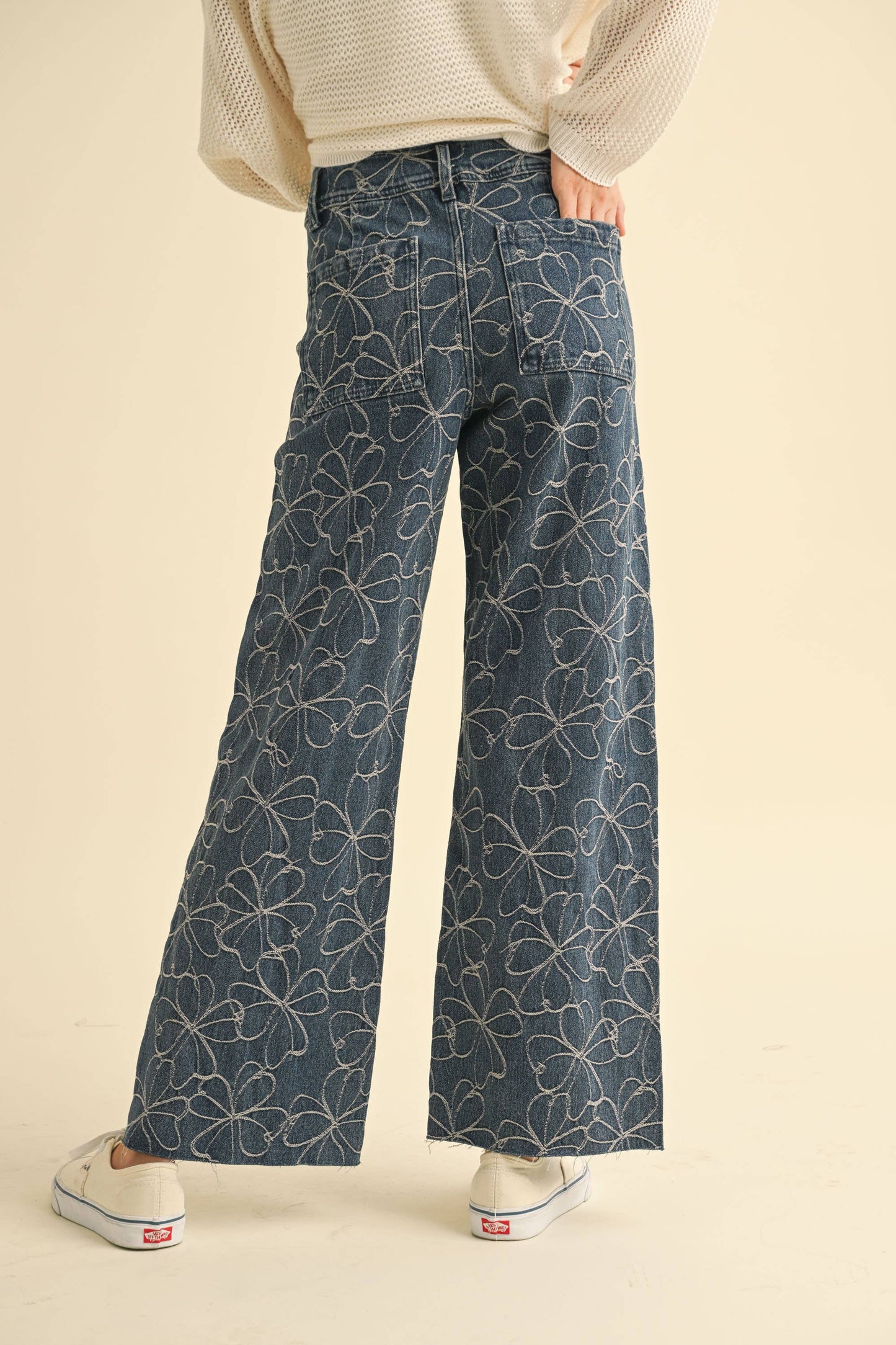 PRE-ORDER Petal Stitch Dark Wash Denim Pants