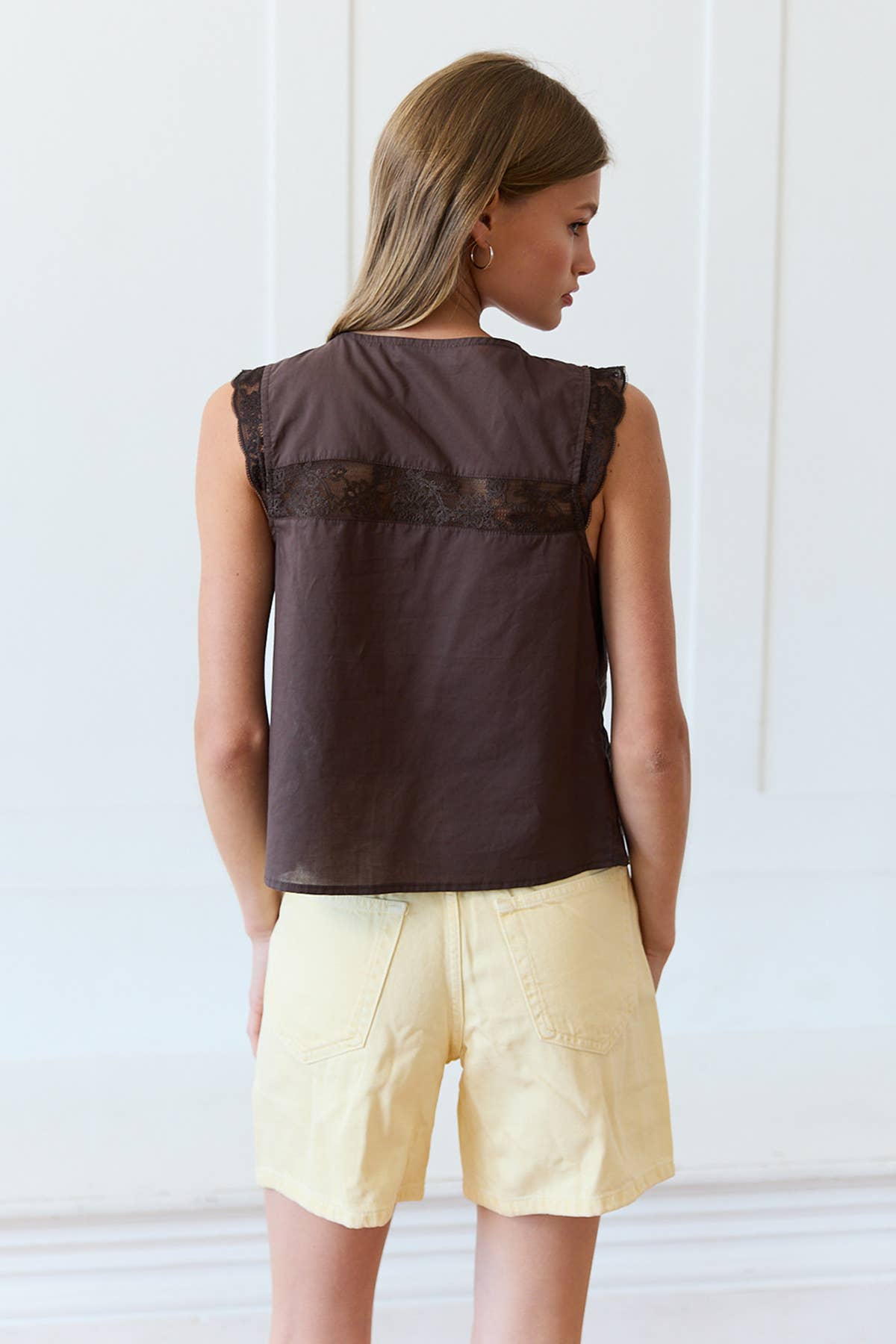 PRE-ORDER That Girl Lace Trim Tie-Front Top