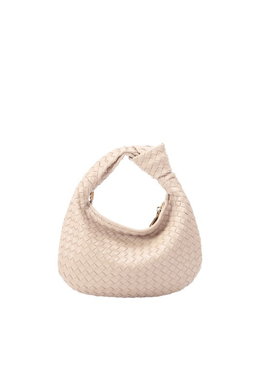 Drew Recycled Vegan Woven Top Handle Bag in Ivory