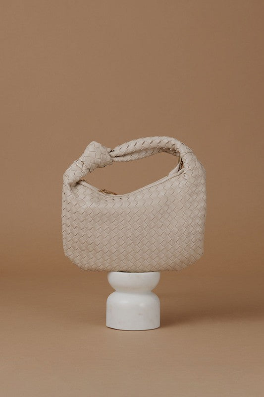Drew Recycled Vegan Woven Top Handle Bag in Ivory