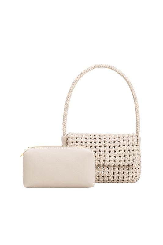 Shelly Recycled Vegan Shoulder Bag in Bone