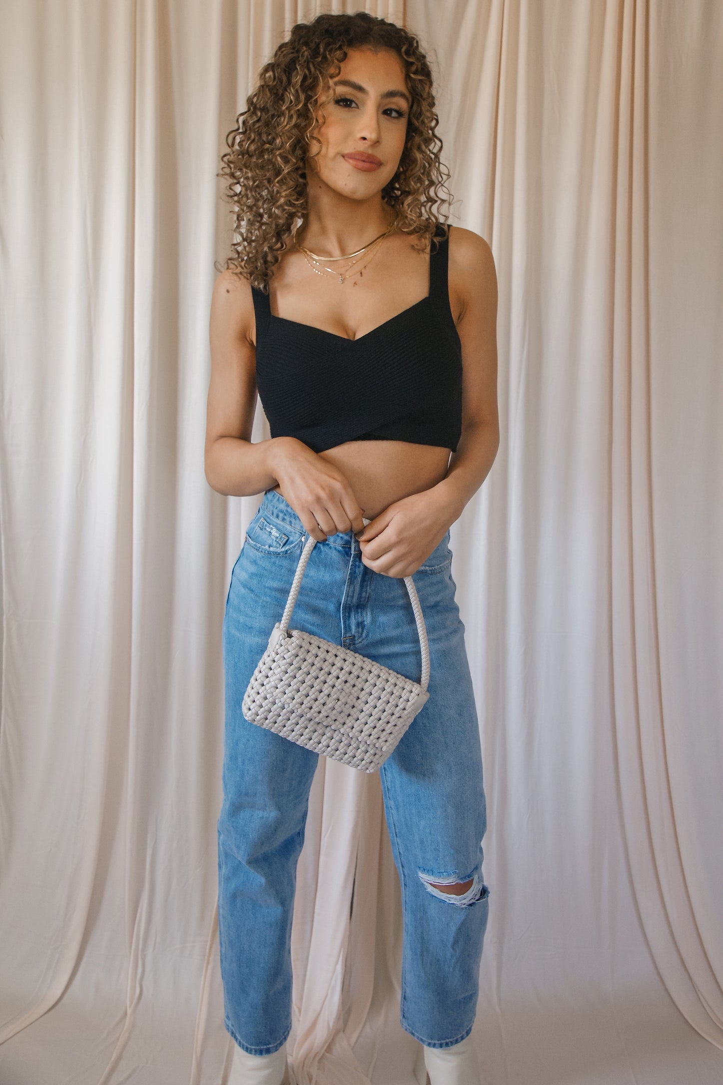 Shelly Recycled Vegan Shoulder Bag in Bone