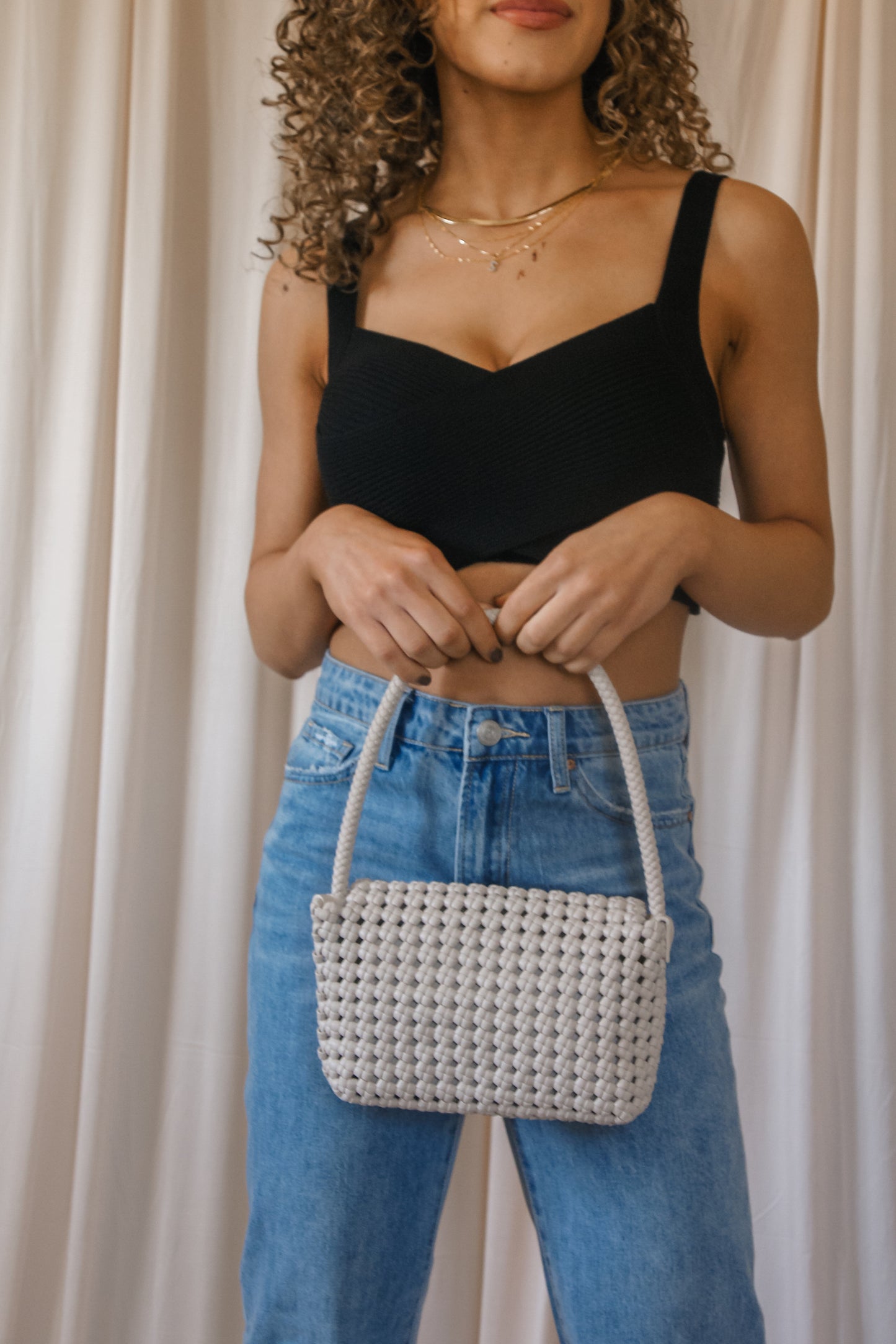 Shelly Recycled Vegan Shoulder Bag in Bone